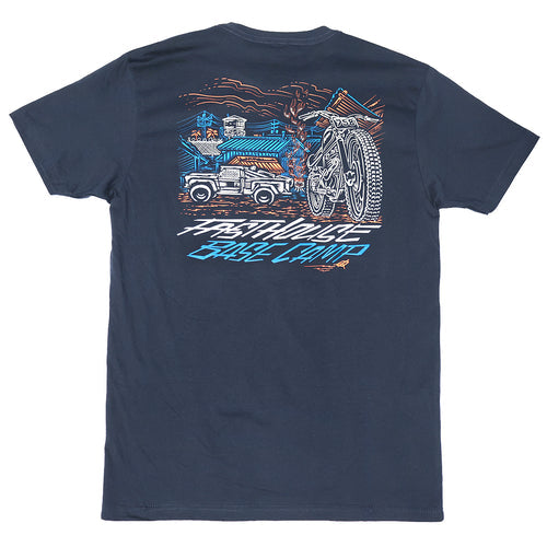 Base Camp Short Sleeve T-Shirt for Men - Comfortable Navy Blue Cotton Tee - Perfect for Hiking, Camping & Outdoor Adventures
