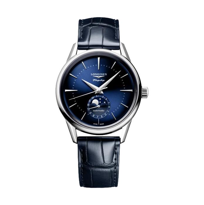 Luxury Flagship Heritage Moonphase Watch with Sunray Blue Dial - Perfect for Formal Events & Business Occasions
