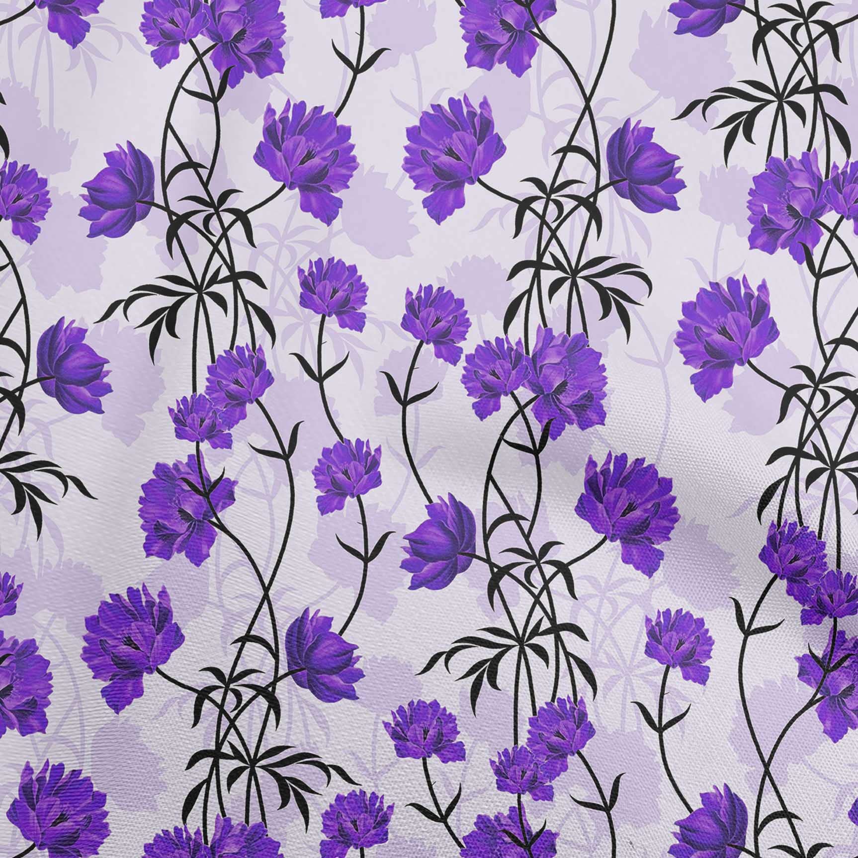 oneOone Rayon Violet Floral Printed Fabric - 56 Inch Wide DIY Sewing Material for Dresses, Skirts & Home Decor | Premium Soft Fabric by The Yard for Clothing & Craft Projects