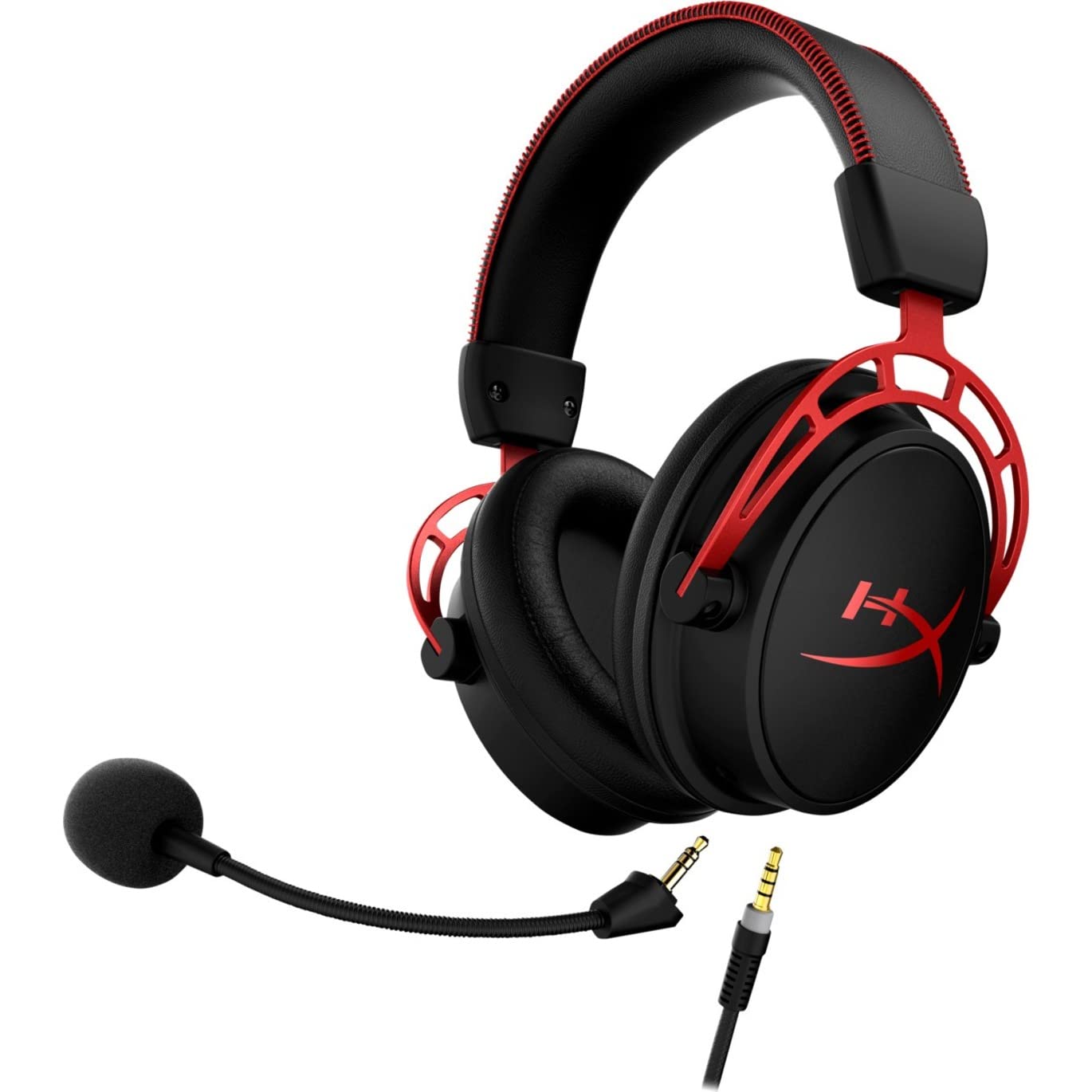 HyperX Cloud Alpha Wired Gaming Headset with Detachable Noise-Cancelling Mic - Dual Chamber Drivers, Memory Foam Ear Cushions for PC, PS4, Xbox & Nintendo Switch (Renewed, Black/Red) - Perfect for Competitive Gaming & Long Streaming Sessions