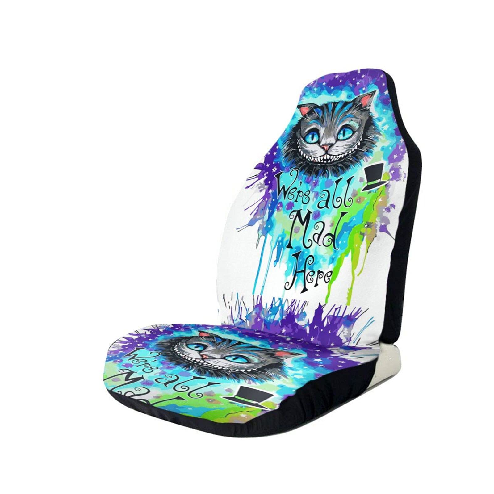 LSVOSS Cheshire Cat Car Seat Covers - Colorful Universal Fit Seat Protectors for Auto, Truck, Van & SUV (Front/Rear Split Bench) - Summer Automotive Interior Accessories | Perfect for Road Trips, Daily Commutes & Car Enthusiasts