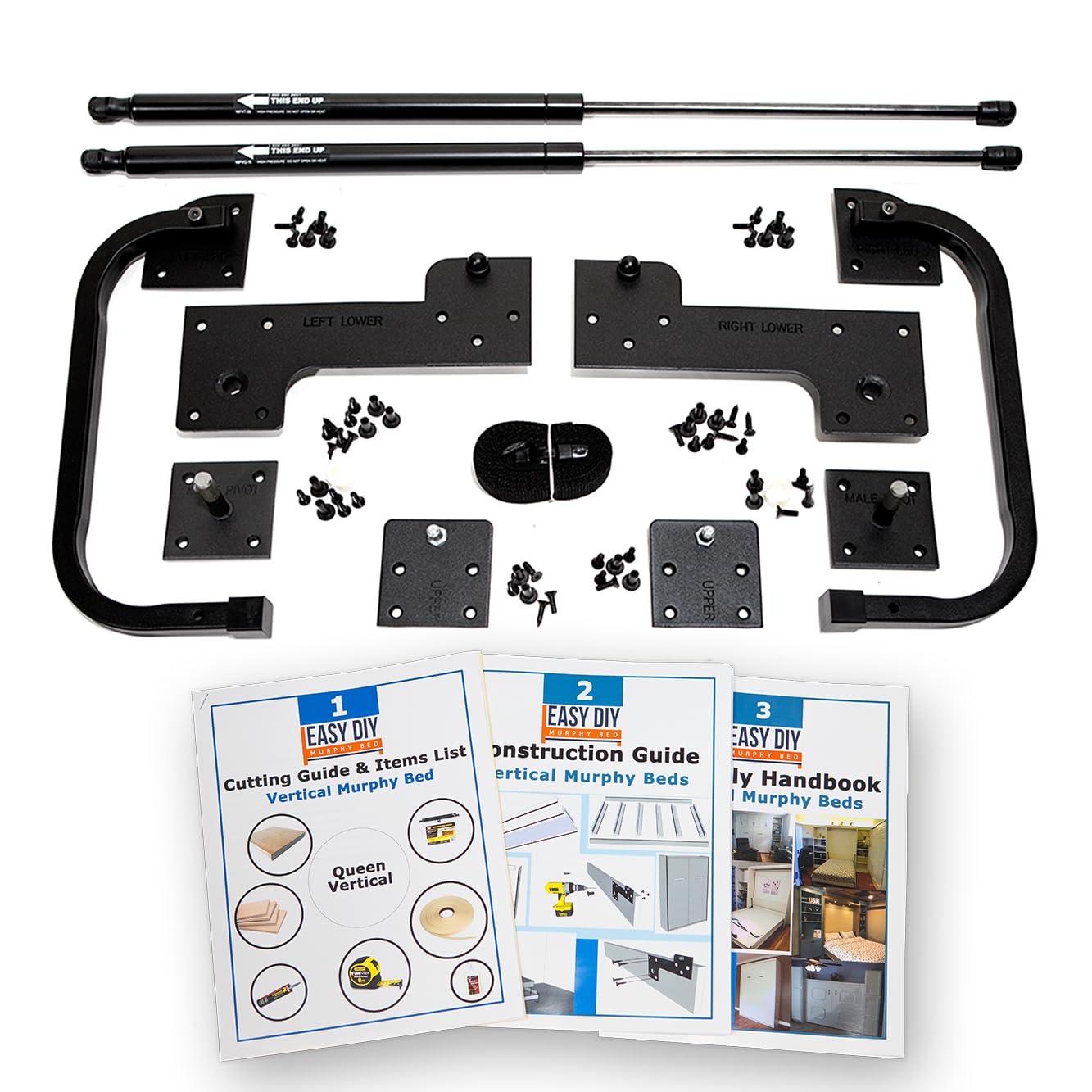 Full Murphy Bed Hardware Kit Vertical - Made in USA - DIY Full Size Wall Bed Kit for Guest Room - Easy to Build Hidden Bed System - Space Saving Vertical Murphy Bed for Small Apartments & Home Offices