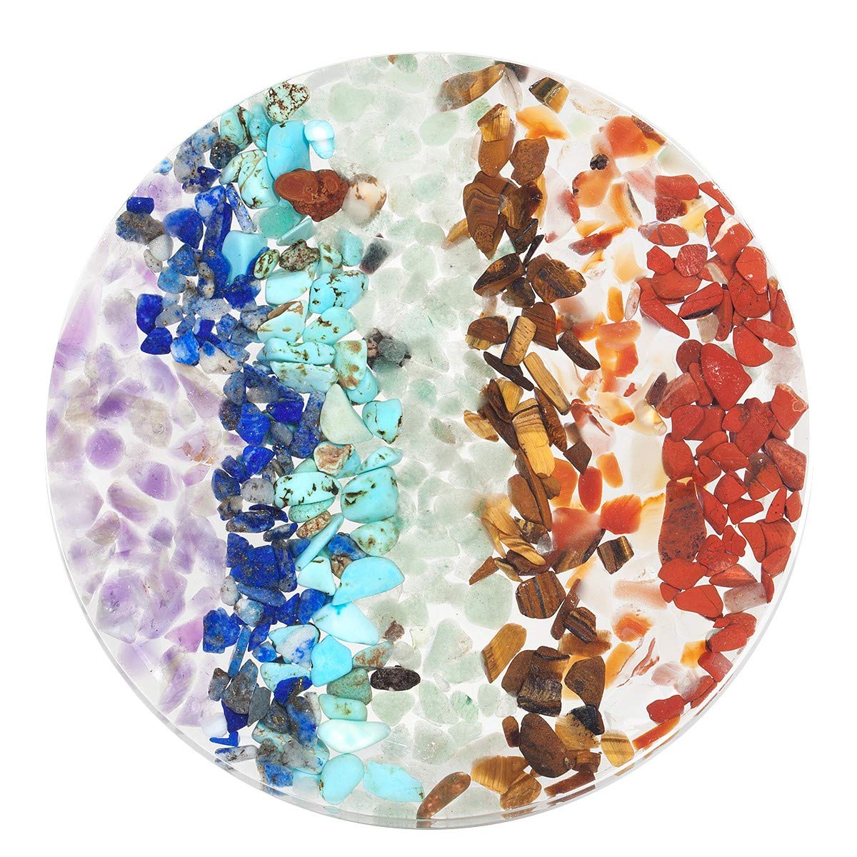 7 Chakra Orgone Crystal Slice - Healing Stone Energy Decor for Home & Office - 3.15 Inch Chakra Stones (Pack of 2) - Perfect for Meditation, Feng Shui & Positive Energy Spaces