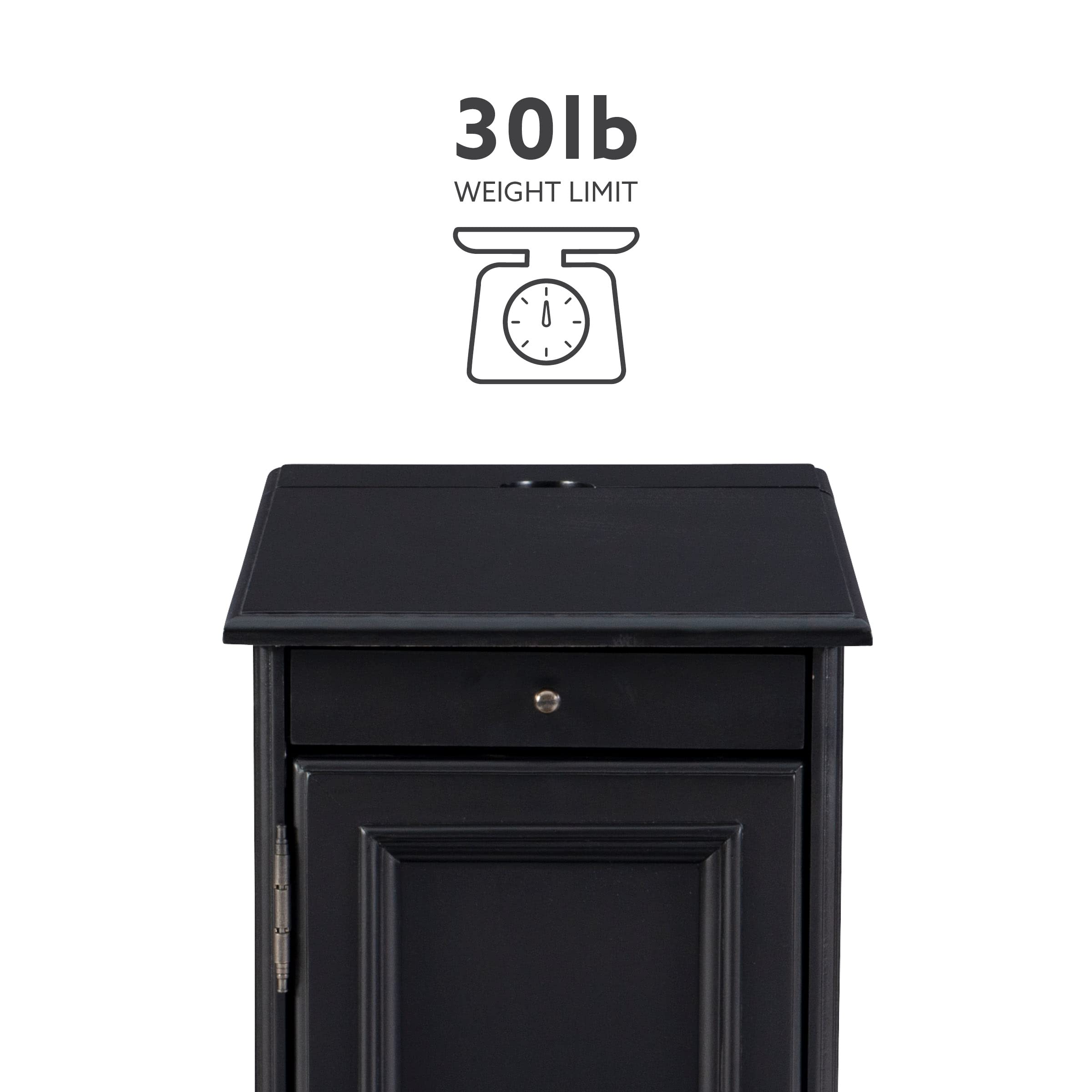 Powell Furniture Barron Small Black Accent Table - Modern Side Table for Living Room, Bedroom, or Office Decor