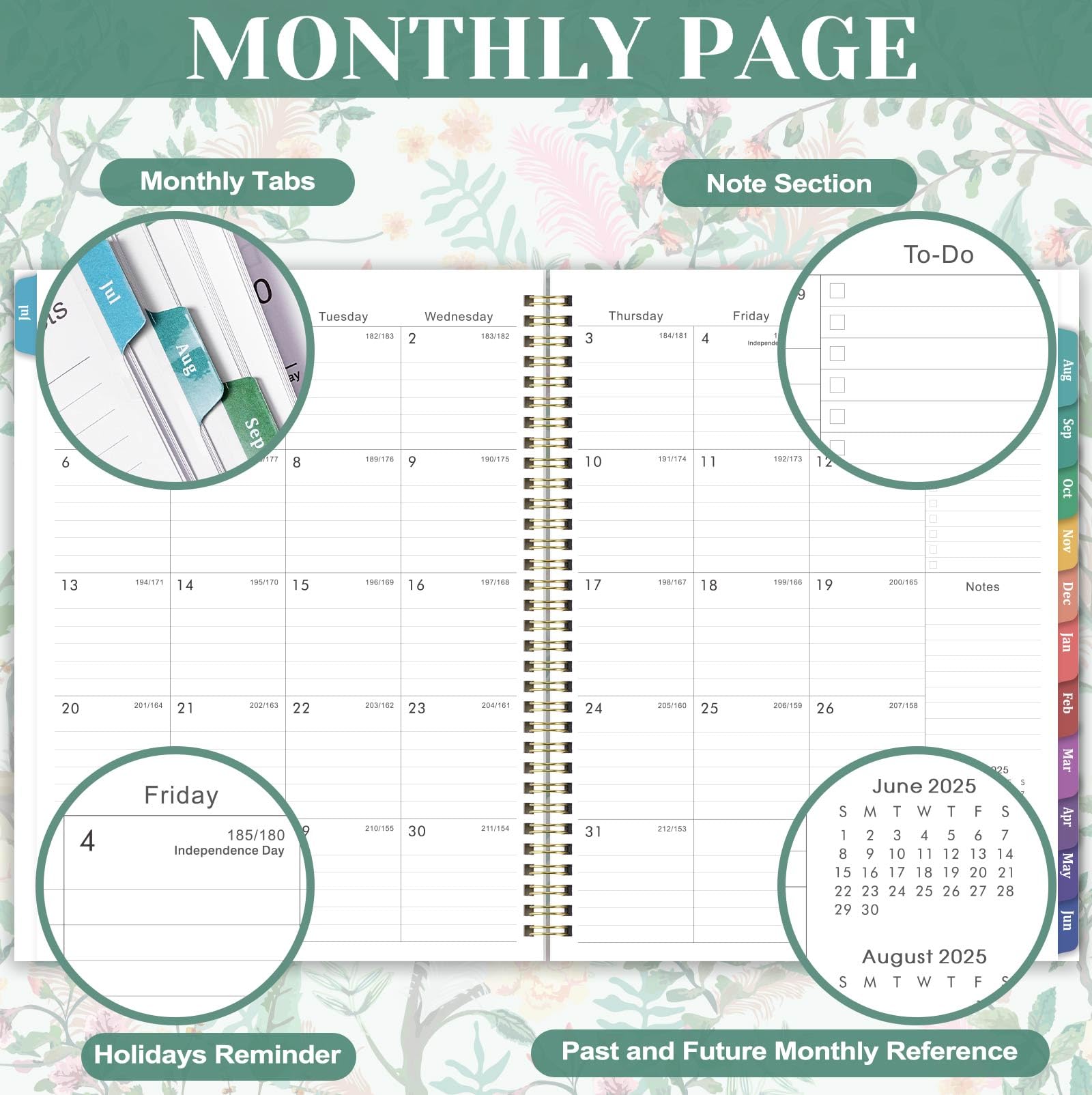 2025-2026 Academic Planner - July 2025 to June 2026 Weekly & Monthly Organizer with Colorful Tabs, 9
