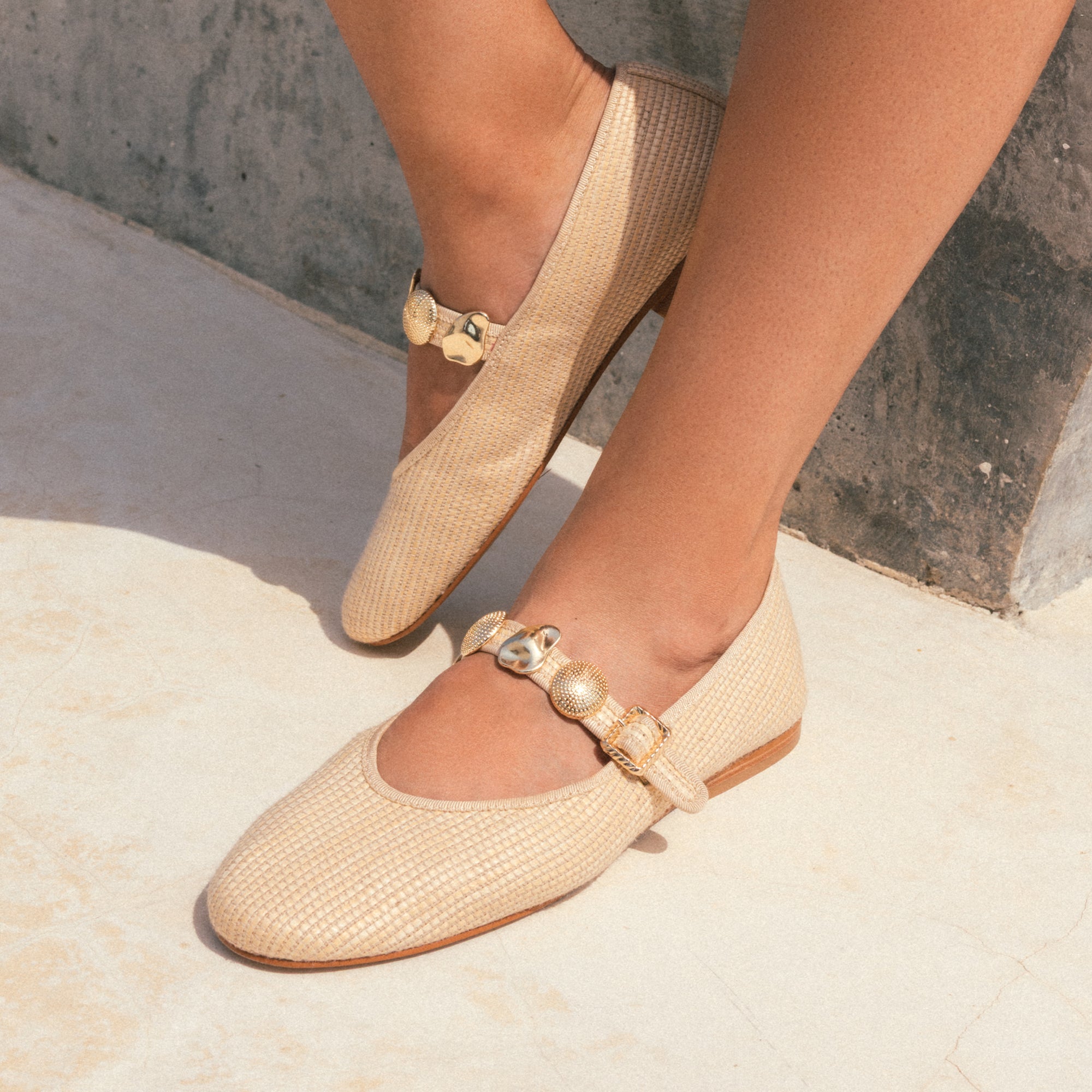 RELAN Women's Ballet Flats - Lightweight Natural Raffia Comfortable Slip-On Shoes for Casual Wear, Work & Travel