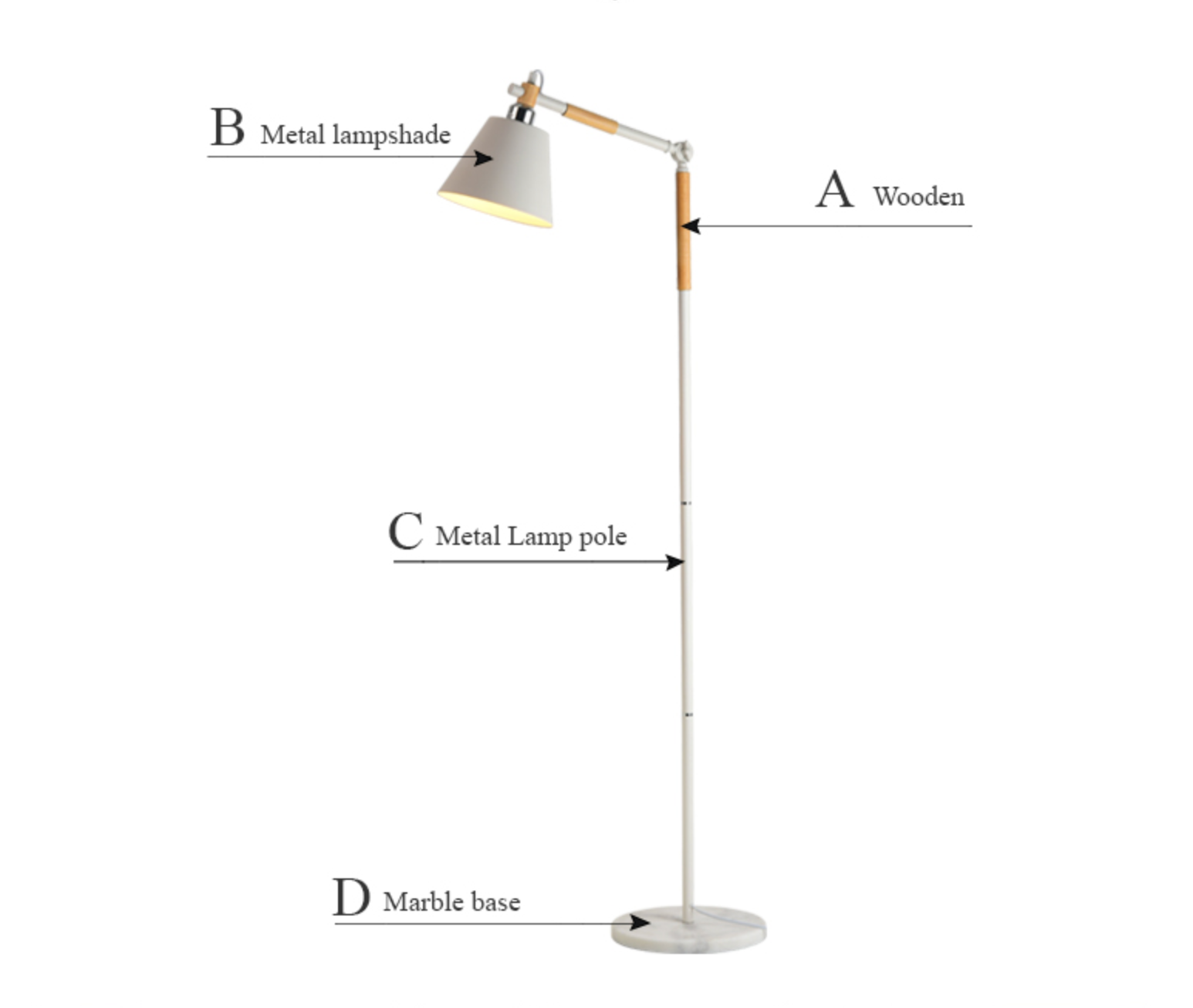 Modern Barney Marble & Wood Floor Lamp - Elegant Home Lighting for Living Room, Bedroom & Office - Dimmable LED Light with Adjustable Height - Perfect for Reading, Relaxing & Decor