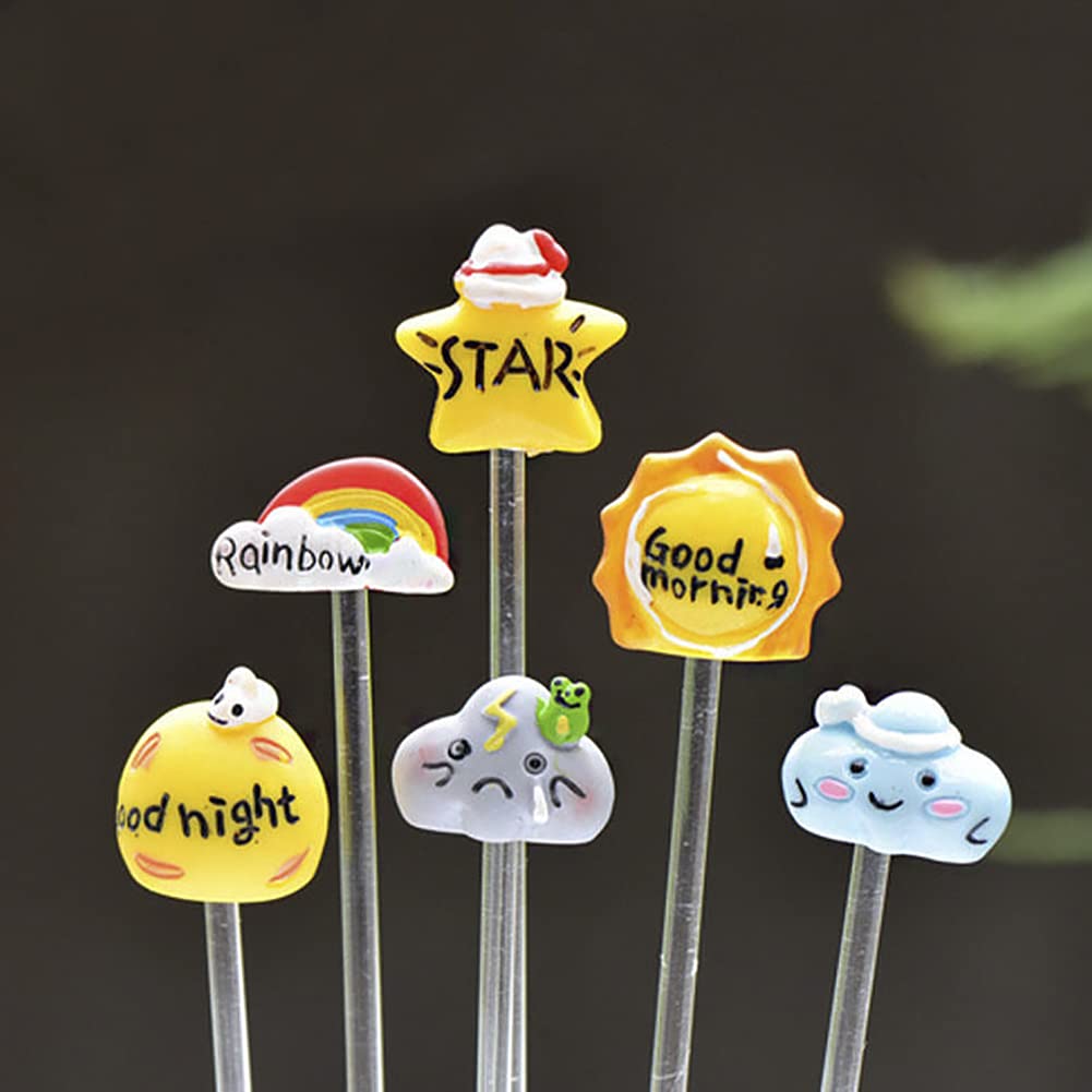 Resin Fairy Garden Kit - Miniature Weather Emoticon Figurines, Flower Pot & Plant Decor Set for Kids | Whimsical Micro Landscape Accessories (Lightning Clouds Design) | Perfect for Fairy Gardens, Indoor Plant Displays & Kids' Creative Play
