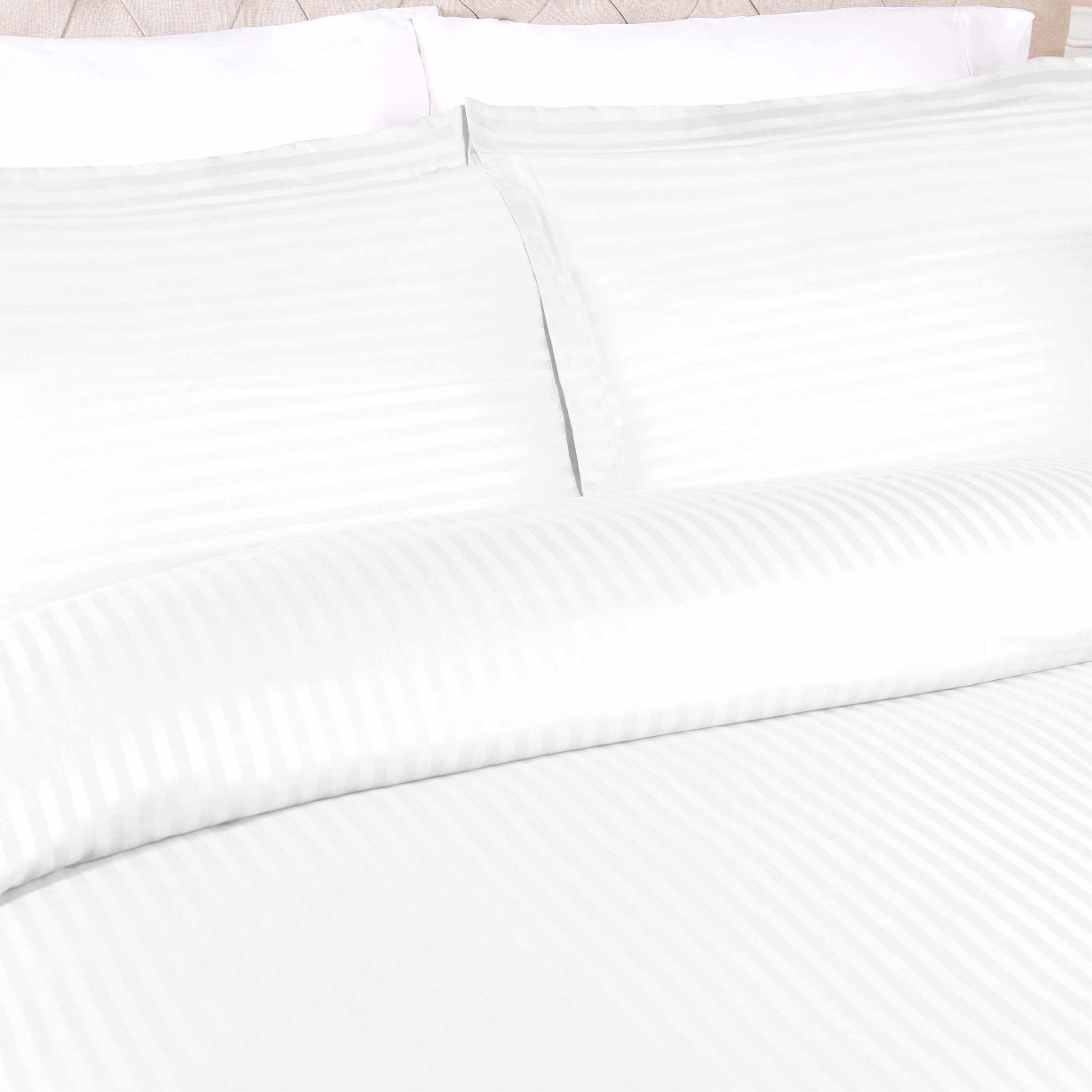 400 Thread Count Lightweight Stripe Egyptian Cotton Duvet Cover Set - Queen Size, Breathable & Soft Bedding for All Seasons - Perfect for Master Bedroom, Guest Room & Hotel Use