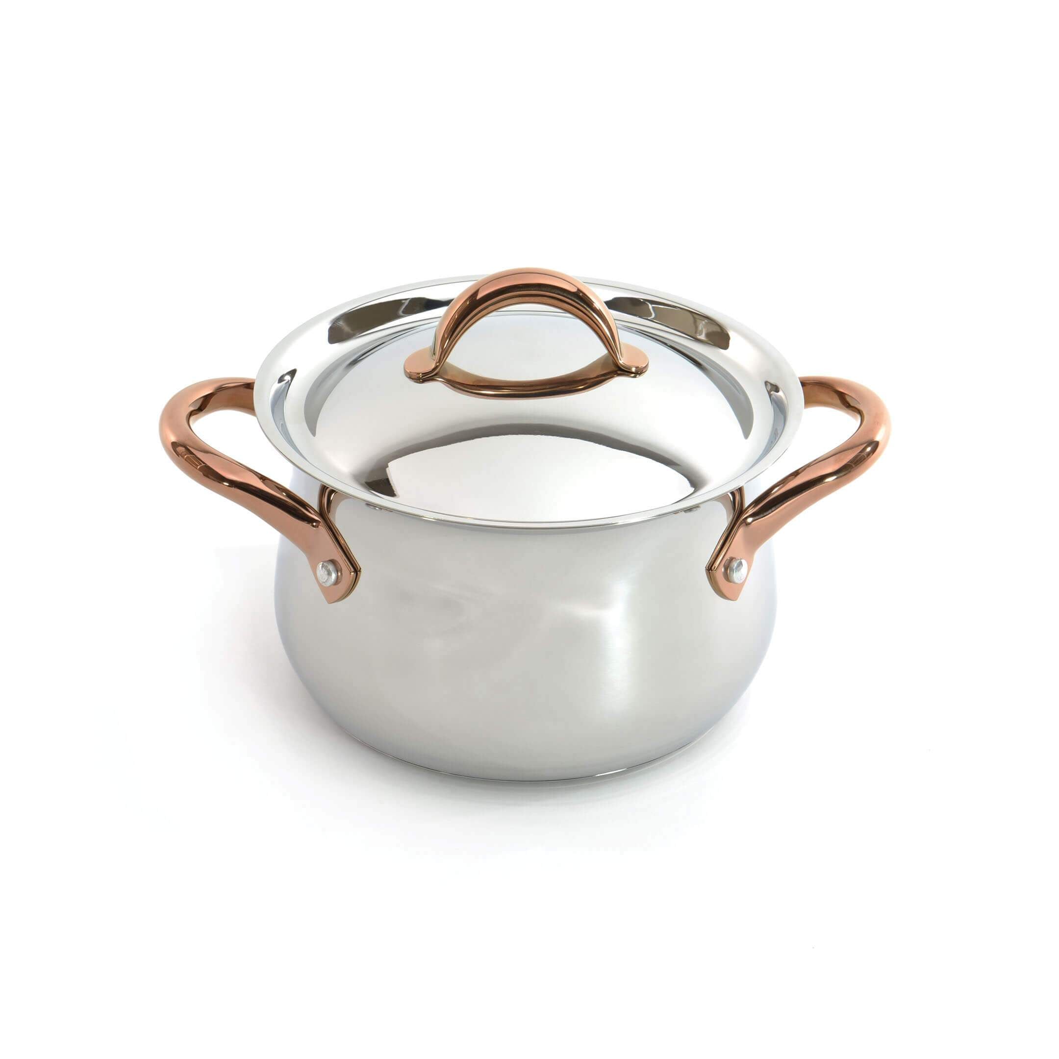 BergHOFF Ouro Gold 18/10 Stainless Steel 8-Inch 5-Quart Stockpot with Stainless Steel Lid - Premium Cookware for Soups, Stews & Pasta - Induction Compatible & Dishwasher Safe