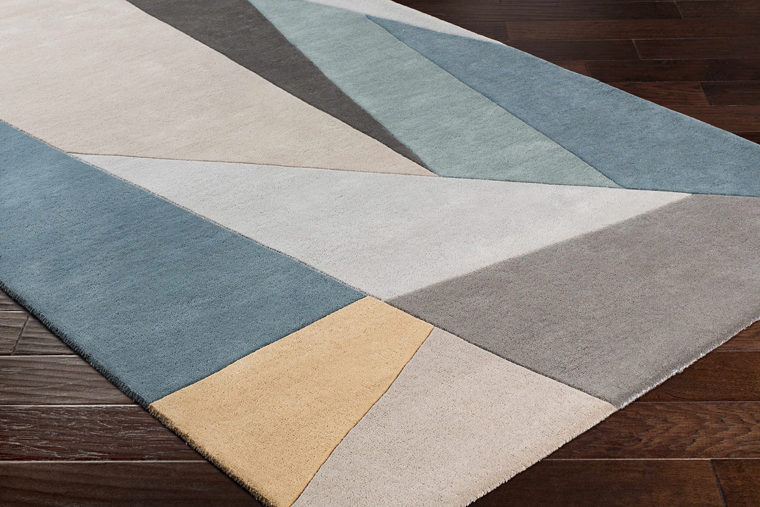 Hauteloom Salida Handmade Wool Area Rug 5' x 8' - Soft Modern Gray & Green Living Room Bedroom Rug - Perfect for Cozy Home Decor & High Traffic Areas