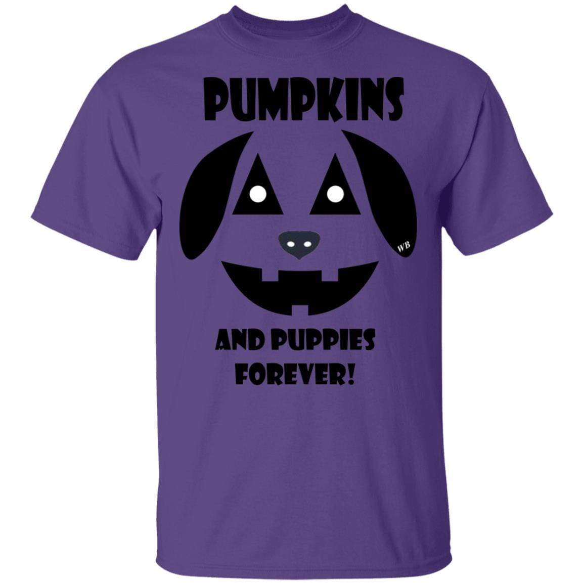 WineyBitches.Co Pumpkins And Puppies Forever Halloween Cotton T-Shirt - Cute Fall Graphic Tee for Women, Halloween Party Outfit, Dog Lover Gift