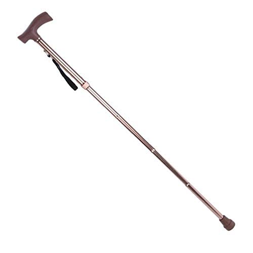 Foldable Adjustable Walking Cane for Seniors - Lightweight Alloy Crutch with Non-Slip Rubber Tip - Ideal for Elderly Safety, Hiking, Travel & Mobility Assistance (Bronze)