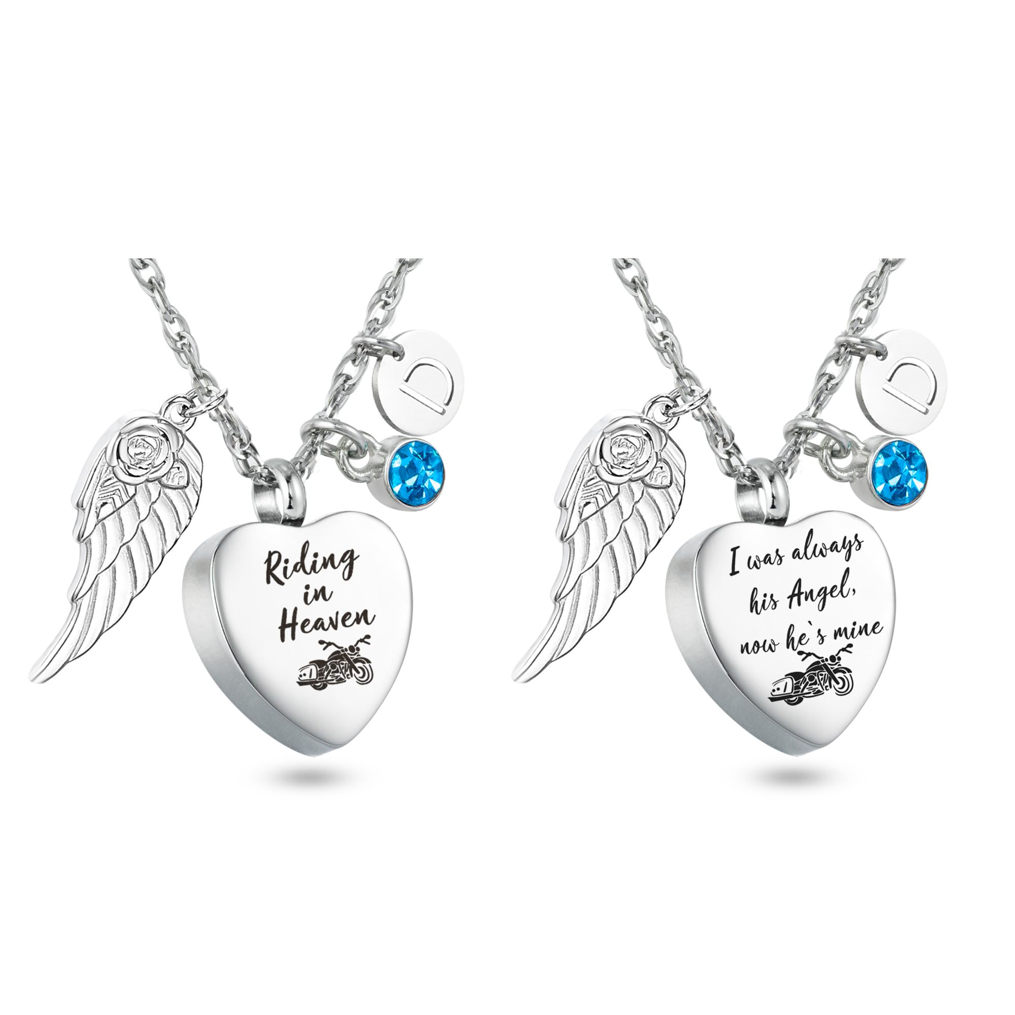 Motorcycle Urn Necklace for Ashes - Rider Memorial Jewelry for Bikers