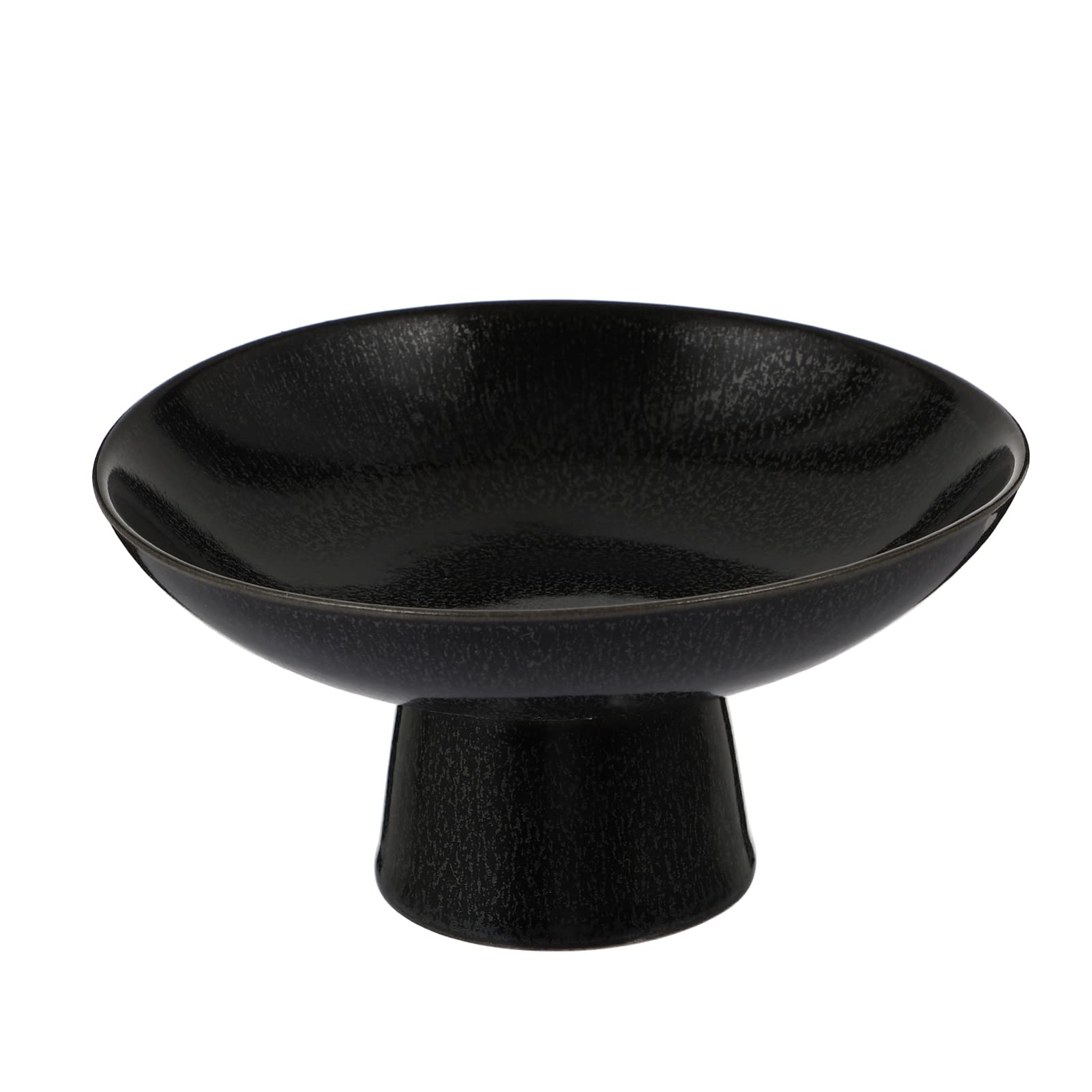 Vintage Black Ceramic Footed Bowl - Elegant Fruit & Dessert Serving Tray for Kitchen Counter, Dining Table Centerpiece | Perfect for Entertaining, Party Display, and Home Decor