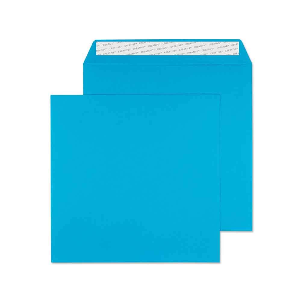 120 GSM Square Peel & Seal Envelopes 160x160mm - Pack of 500 | Creative Colour Caribbean Blue | Perfect for Invitations, Greeting Cards & Business Mailings