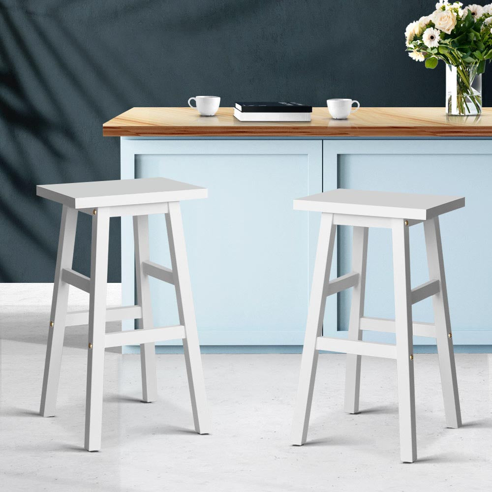 2-Pack White Wooden Bar Stools for Kitchen Counter - Modern & Comfortable Dining Chairs for Breakfast Nook, Bar, or Home Decor