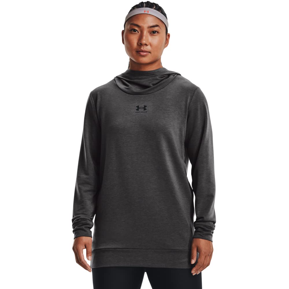 Under Armour Women's Rival Terry Funnel Long Sleeve Tunic Top - Soft Athletic Workout Shirt for Running, Yoga & Gym - Breathable Moisture-Wicking Fabric for Active Lifestyles