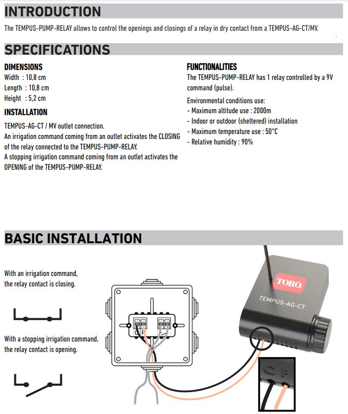 Toro Tempus AG Pump Start Relay for Irrigation Systems - Heavy Duty Sprinkler Timer Control for Lawn, Garden & Farm Use