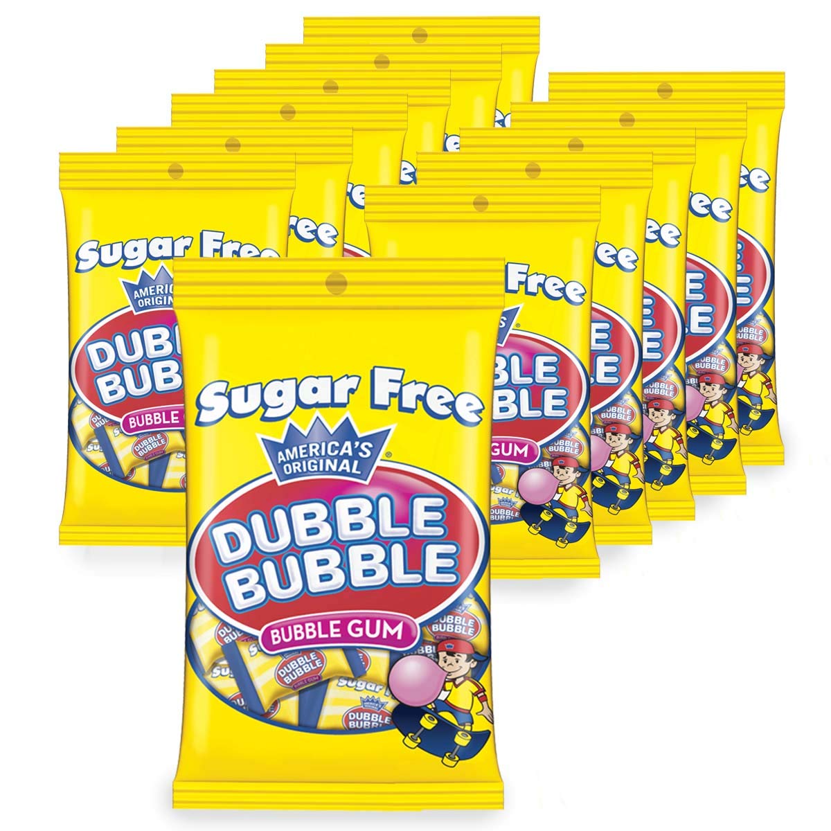 Sugar Free Tootsie Roll Dubble Bubble Chewing Gum - 12 Pack (3.5 oz Bags) - Perfect for Parties, Gifts & On-the-Go Snacking