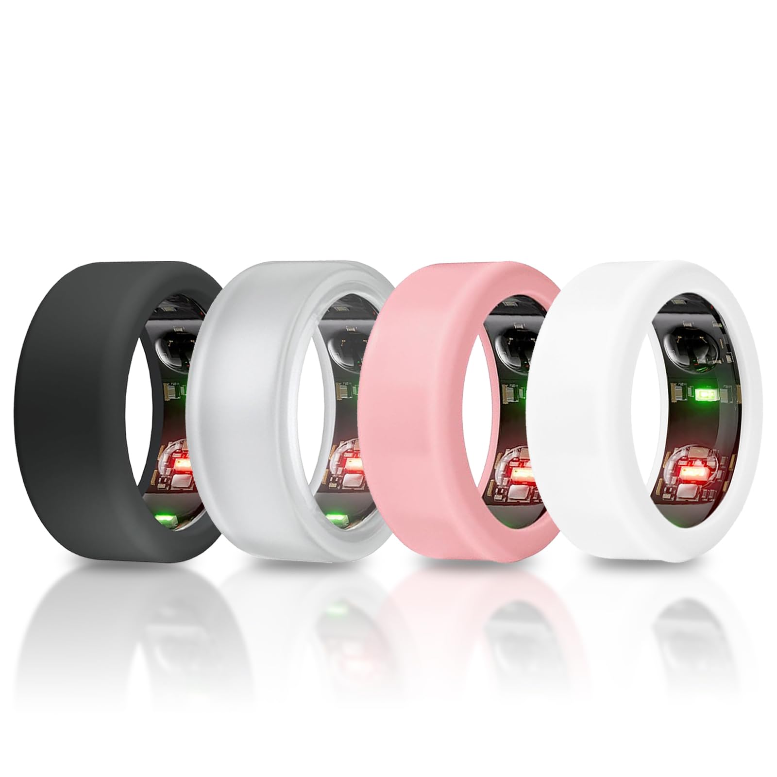 4 Pack Silicone Smart Ring Covers for Oura Ring Gen 3 - Elastic Protective Case for Men & Women - Workout, Gym & Daily Wear Finger Accessories - Perfect for Running, Swimming & Sleep Tracking