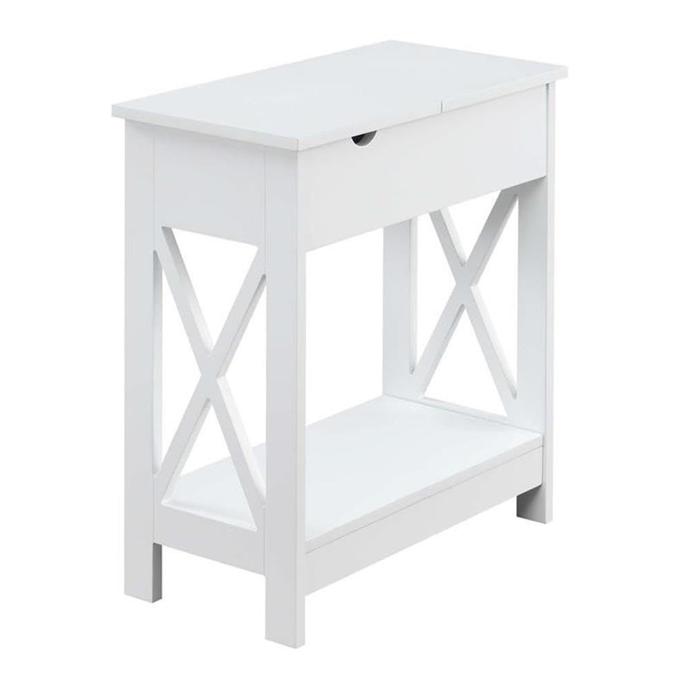 Premium White Square End Tables with Built-in USB Charging Station - Set of 2 Modern Side Tables for Living Room, Bedroom, or Office