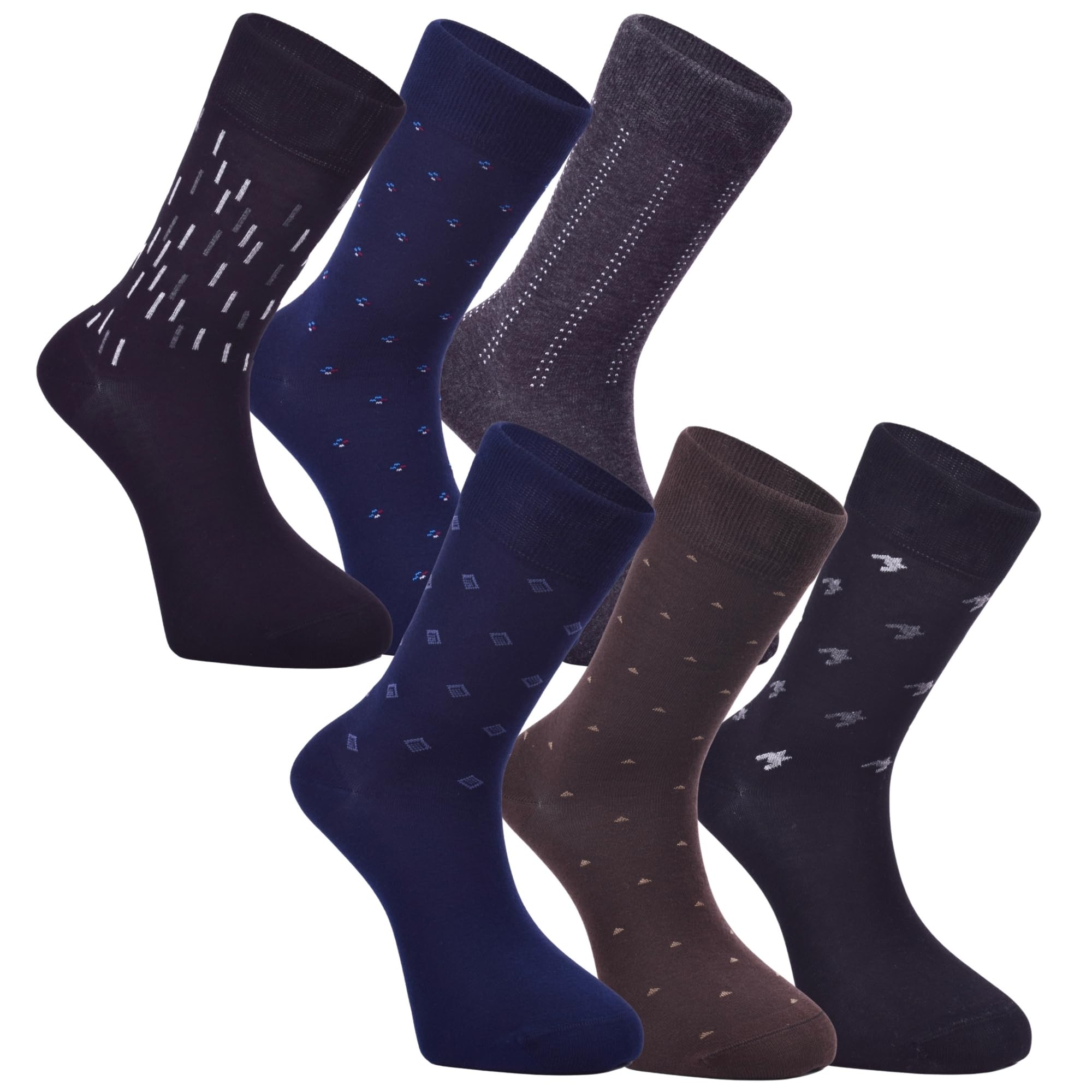 BELINO 6 Pairs Men's Dress Socks - Breathable Cotton Business Socks for Work & Formal Occasions - Comfortable Office Socks for Professional Style & Daily Wear