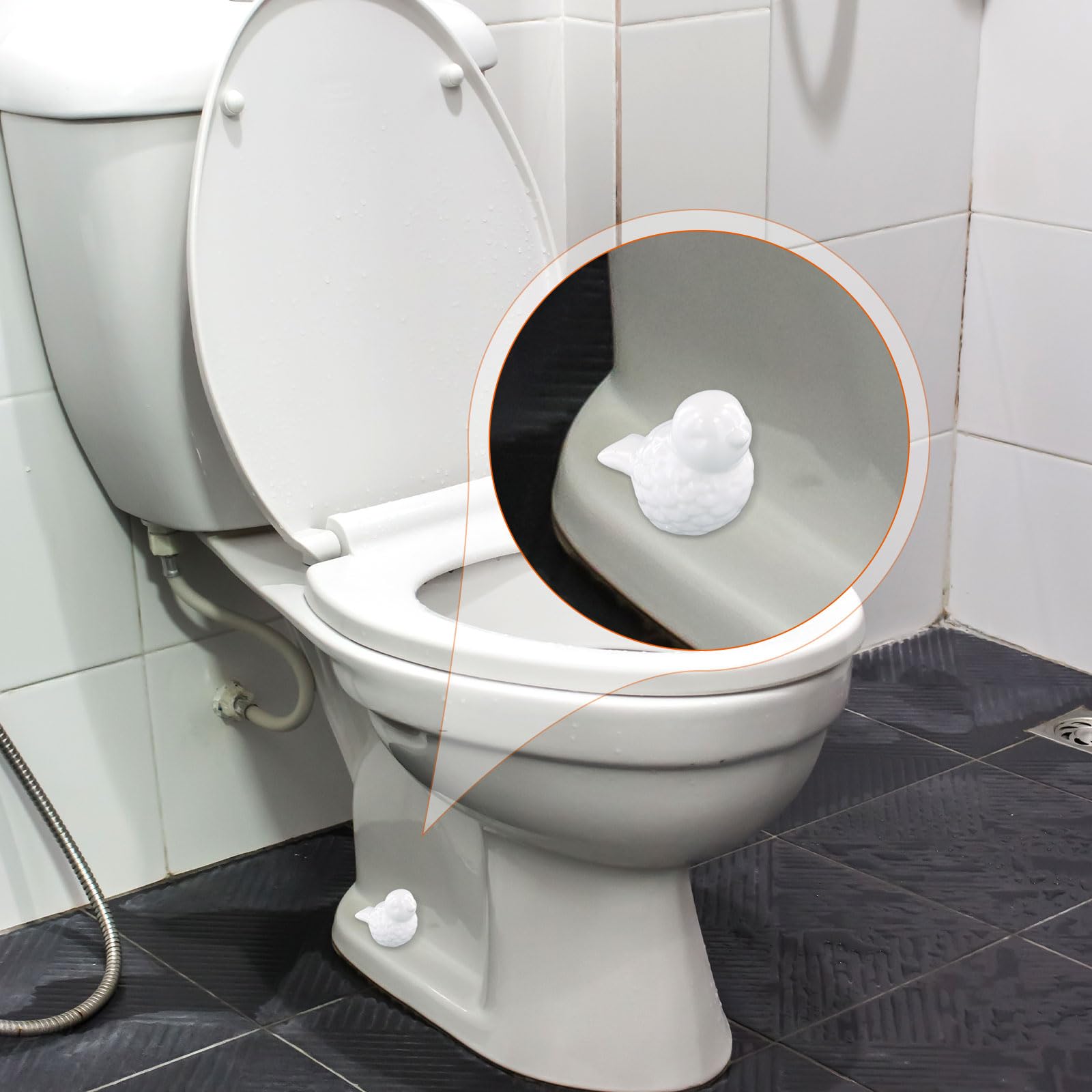 2-Pack Ceramic Toilet Bolt Covers - Cute Bird Design Bathroom Hardware, Easy Install Toilet Seat Caps for Home Decor (Perfect for Modern Bathrooms & DIY Renovations)