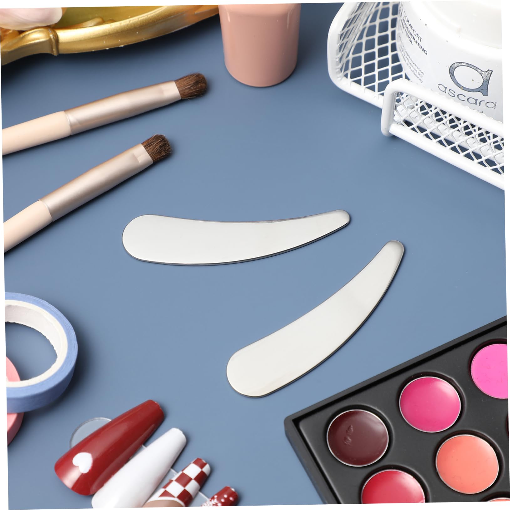 2-Pack Stainless Steel Mini Cosmetic Spatula for Lotion, Face Cream & Makeup - Small Skin Care Spoon for Diaper Cream, Facial Masks & Stirring - Perfect for Travel & Home Beauty Routine
