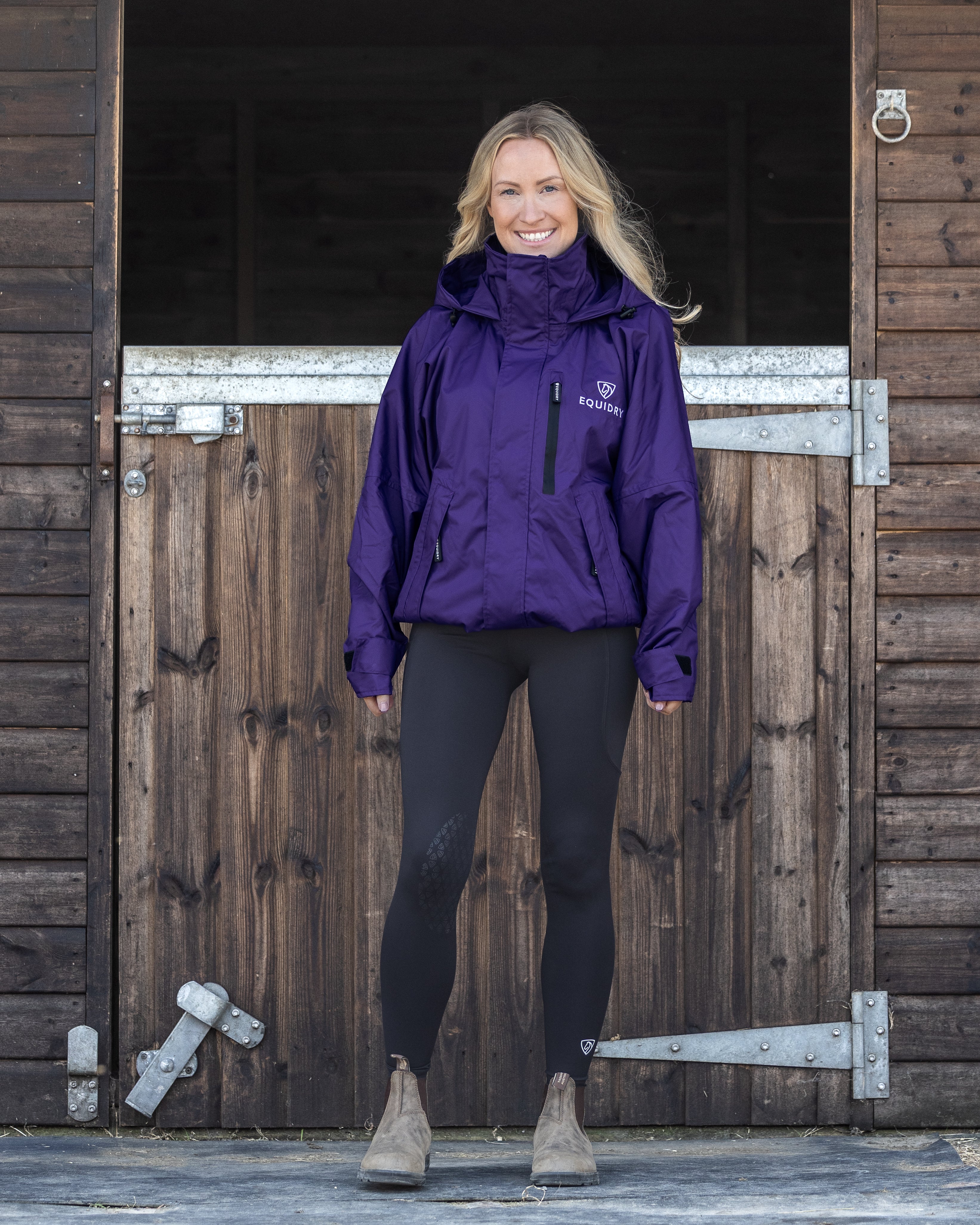 Shortie Mac Women's Waterproof Rain Jacket with Mesh Lining & Stowable Hood - Lightweight Windbreaker for Hiking, Running, Commuting (Purple)