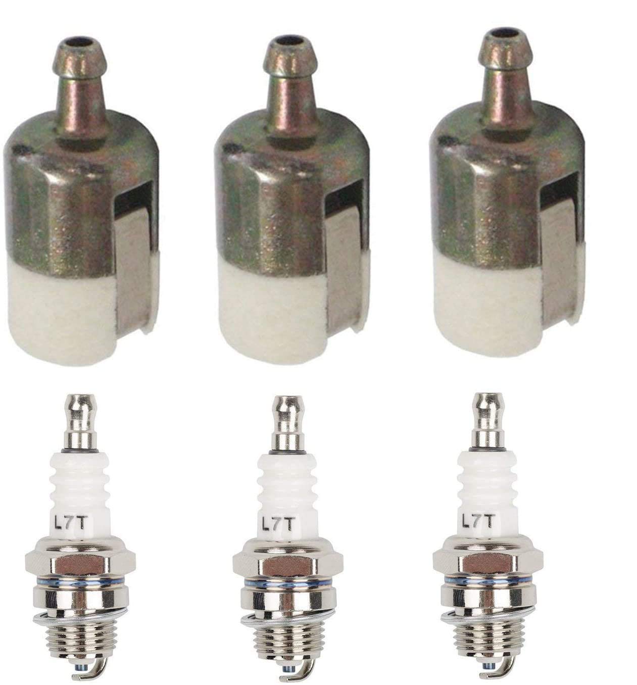 HIFRON Fuel Filter & Spark Plug Replacement Kit for Walbro 125-527, Echo 131-205-07320, Robin 3112, Shindaiwa T230 T231, Stihl FC75 FS85 - Compatible with String Trimmers, Edgers & Backpack Blowers (3-Piece Set) - Ideal for Lawn Maintenance & Landscaping Equipment Repair