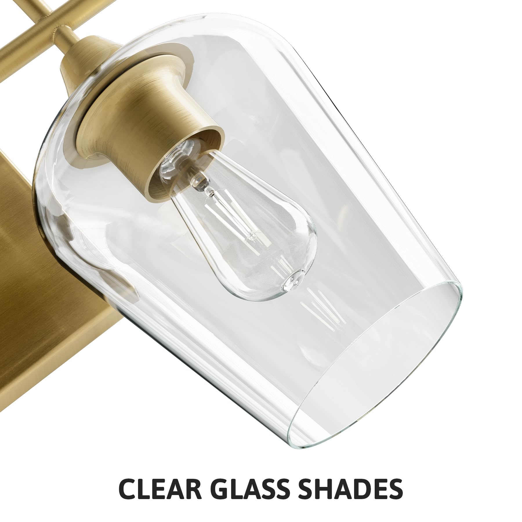 VONLUCE 2-Light Modern Bathroom Vanity Light Fixture with Clear Glass - Brushed Gold Wall Sconce for Mirror Lighting - Perfect for Bathroom, Bedroom, Hallway & Kitchen Decor