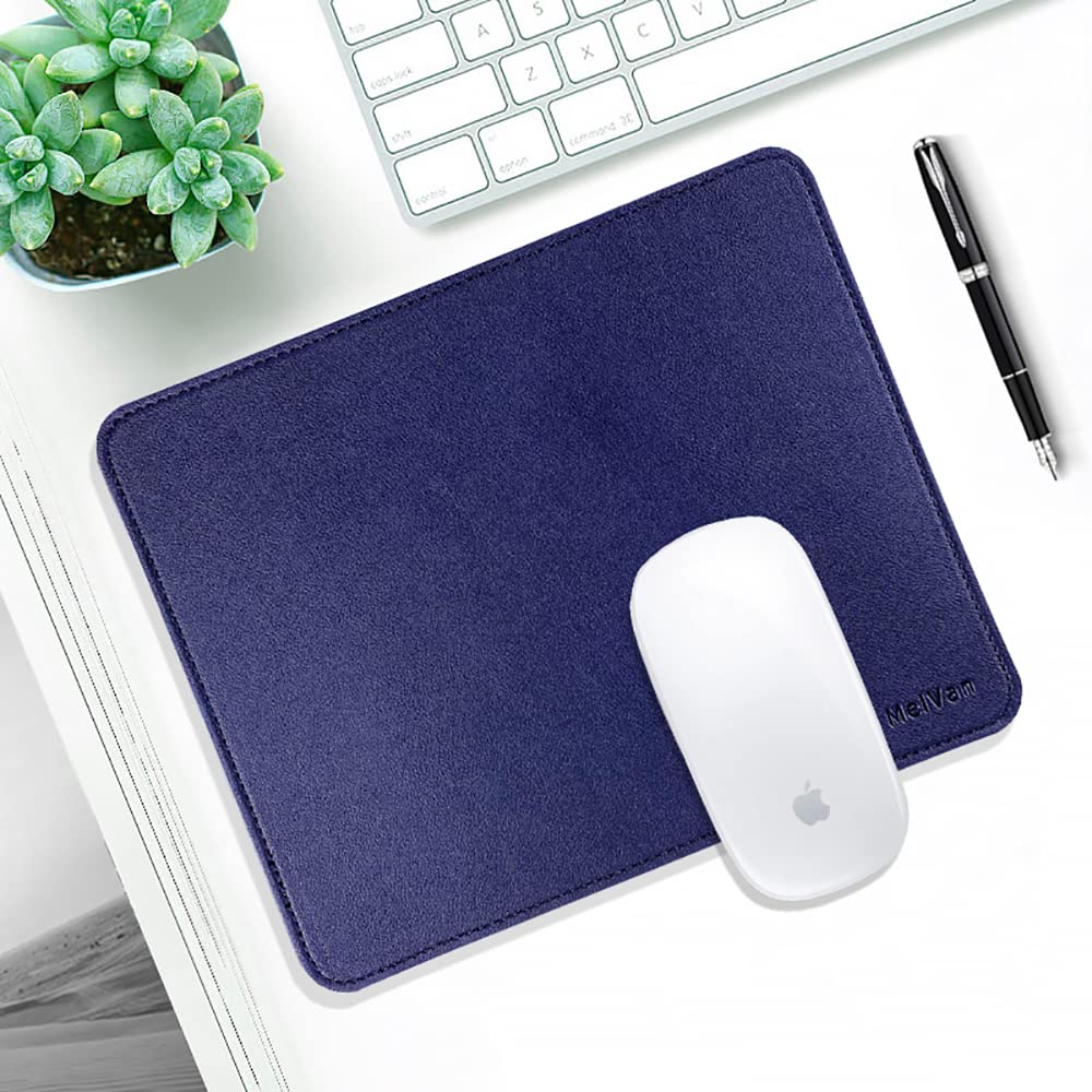 Premium PU Leather Mouse Pad with Stitched Edge - Waterproof Wooden Gaming Mouse Mat for PC, Laptop, Office & Home Use - 10.2