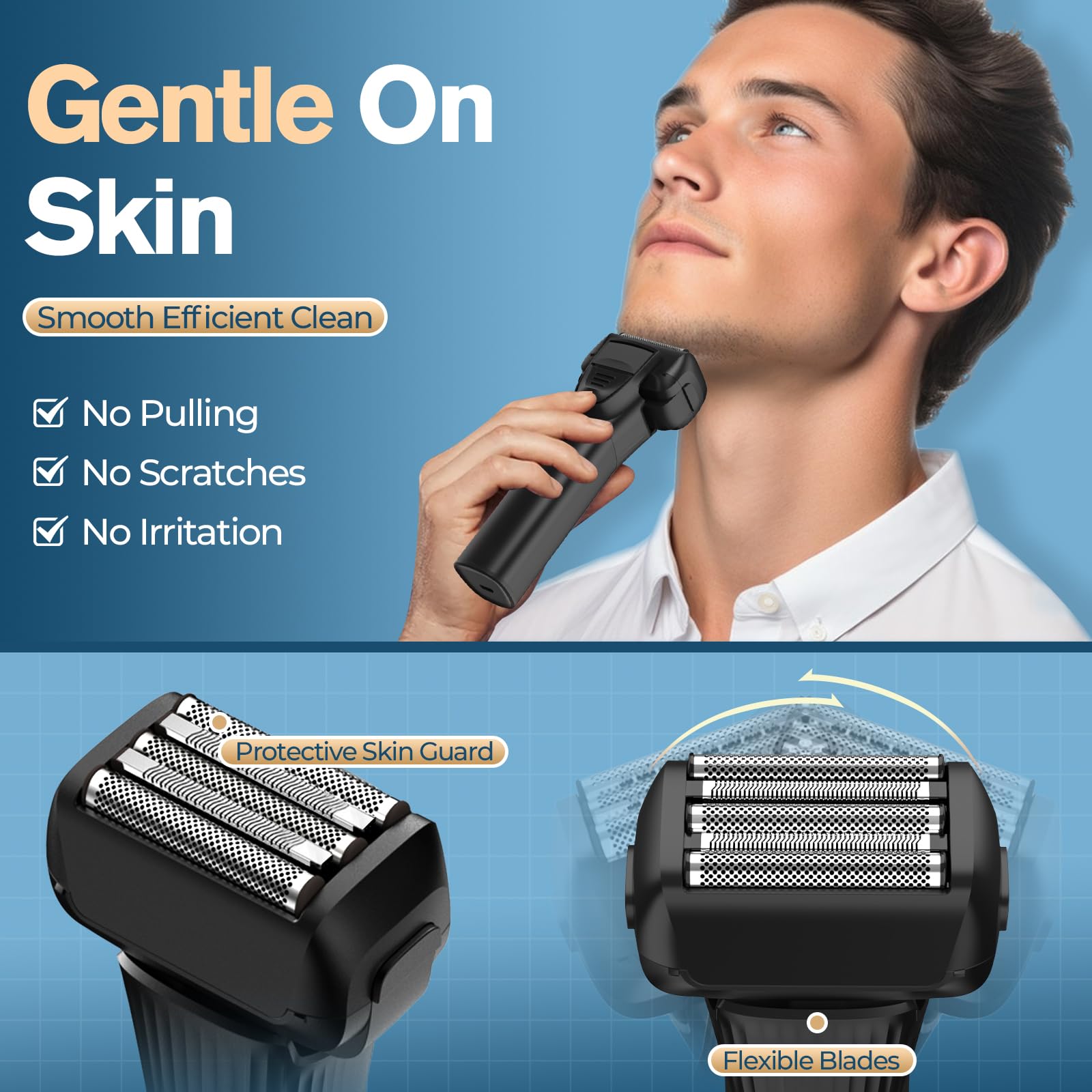 Premium Men's Electric Razor - 5 Blade Foil Shaver for Coarse Hair, Cordless Wet/Dry Rechargeable Shaver with 2 Speeds - Perfect for Travel & Daily Shaving | Ideal for Home, Office & Gym Use