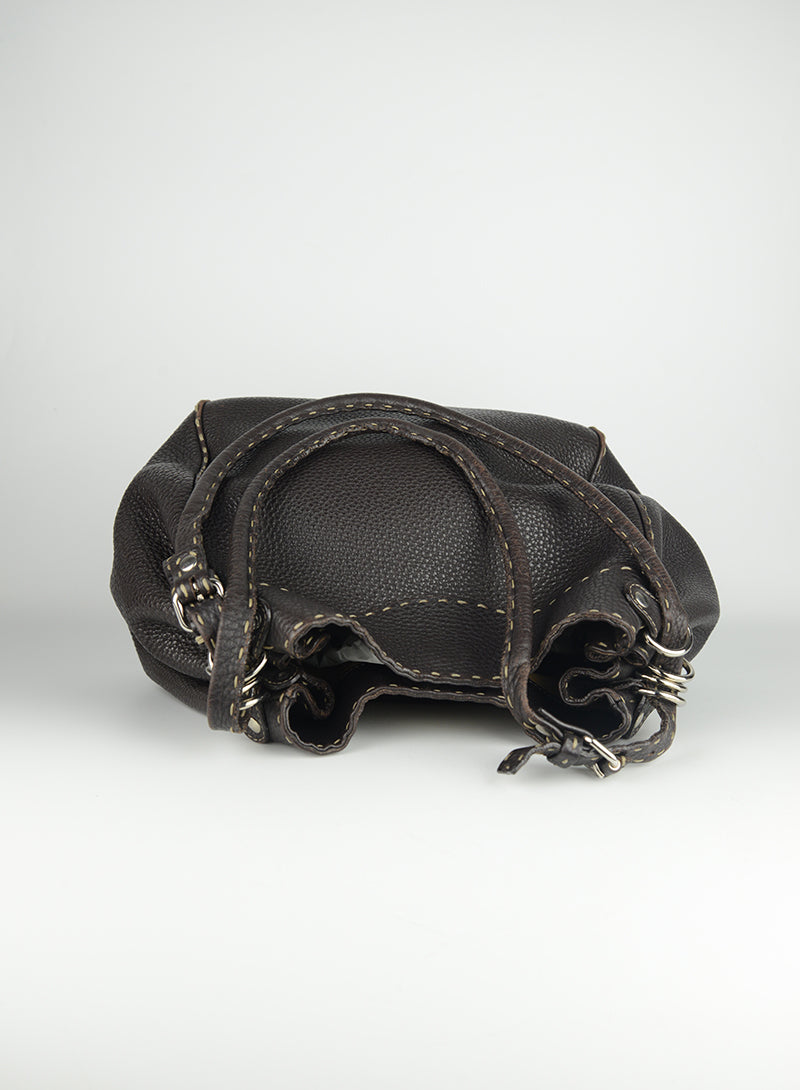 Fendi Selleria Leather Brown Handbag - Luxury Italian Designer Tote for Women, Perfect for Work, Travel & Everyday Use
