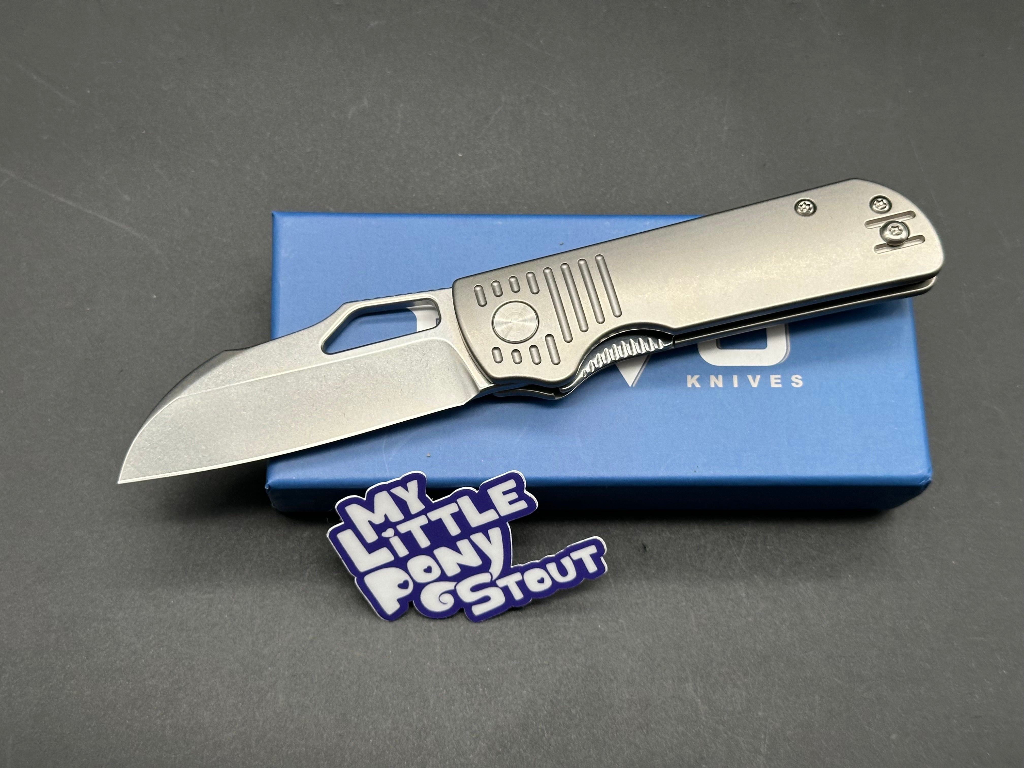 Premium DIVO Pony Stout S90V Stonewashed Folding Knife - Titanium Handle for Outdoor, Camping, EDC & Survival Use