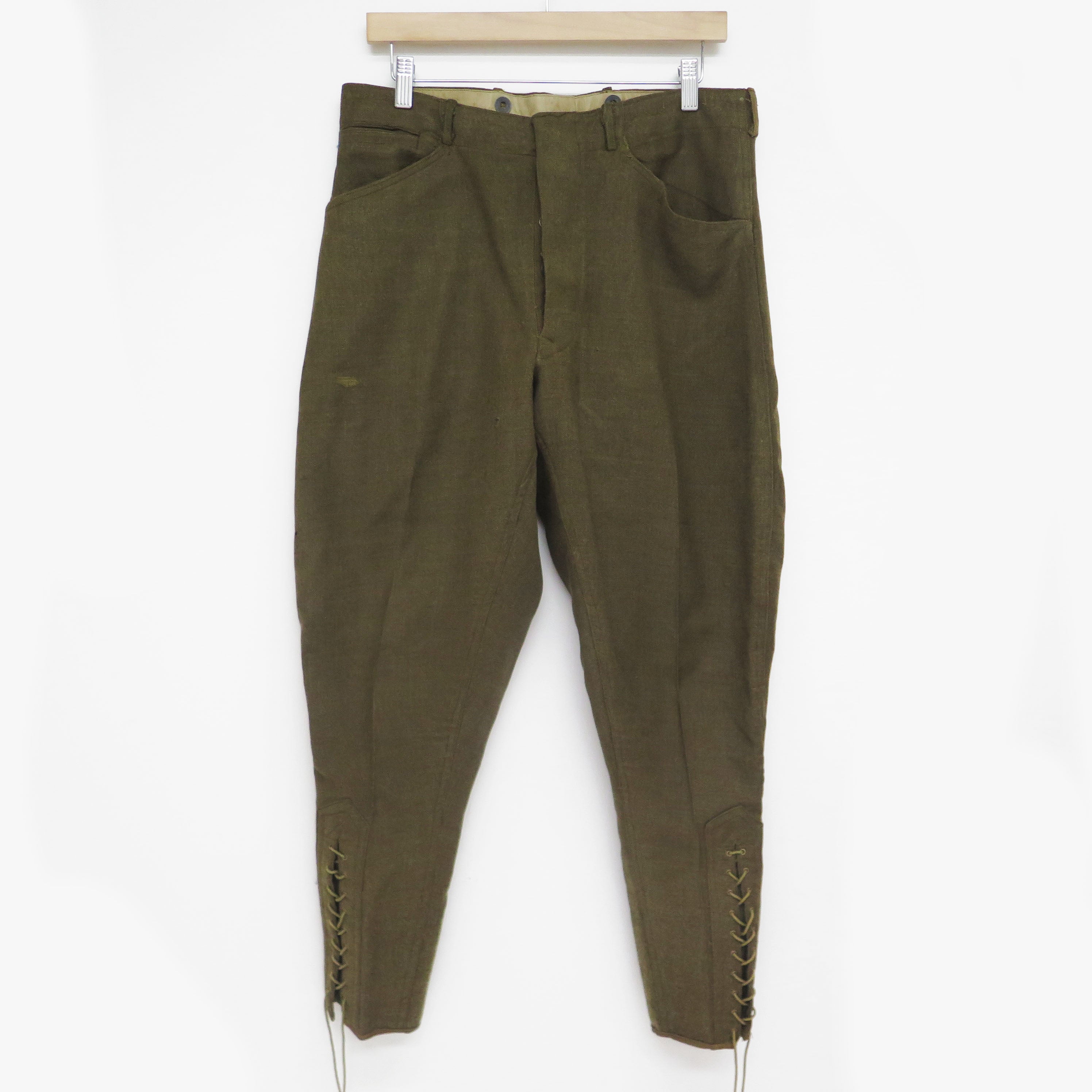 Vintage US Army Buckle Back Wool Field Trousers Jodhpurs 1910s - Size 32x27 - Perfect for Historical Reenactments & Military Collectors