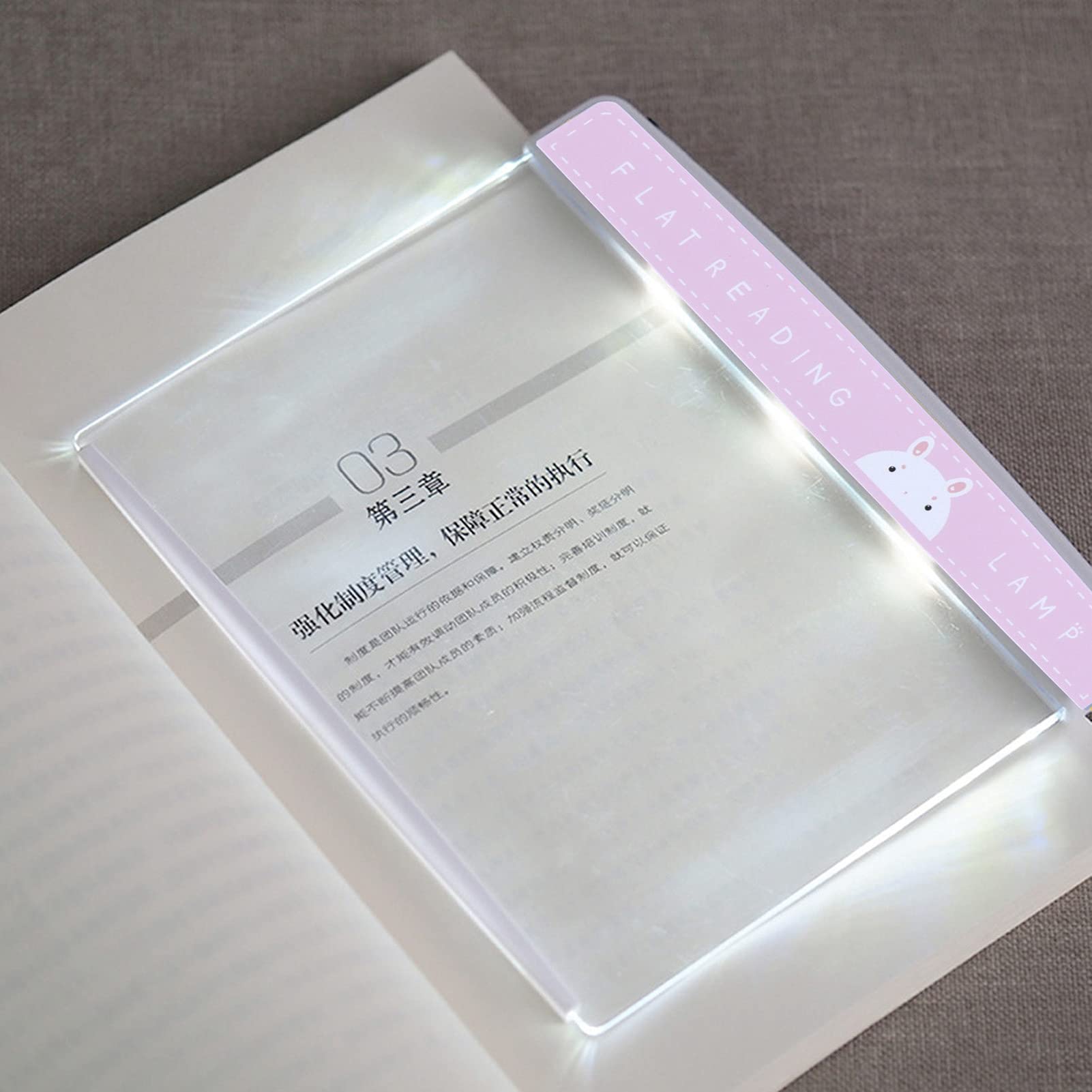 LED Flat Book Light for Reading - Ultra-Thin Panel Night Light with Cute Rabbit Design, USB-Powered Desk Lamp for Students, Kids & Adults - Perfect for Bedtime Stories, Study & Office Use