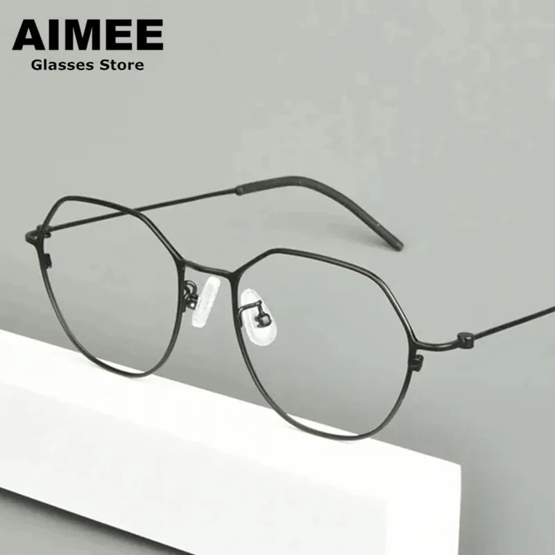 Stylish Unisex Full Rim Flat Top Round Titanium Eyeglasses Frame 942515 - Lightweight & Durable for Work, Reading & Everyday Wear