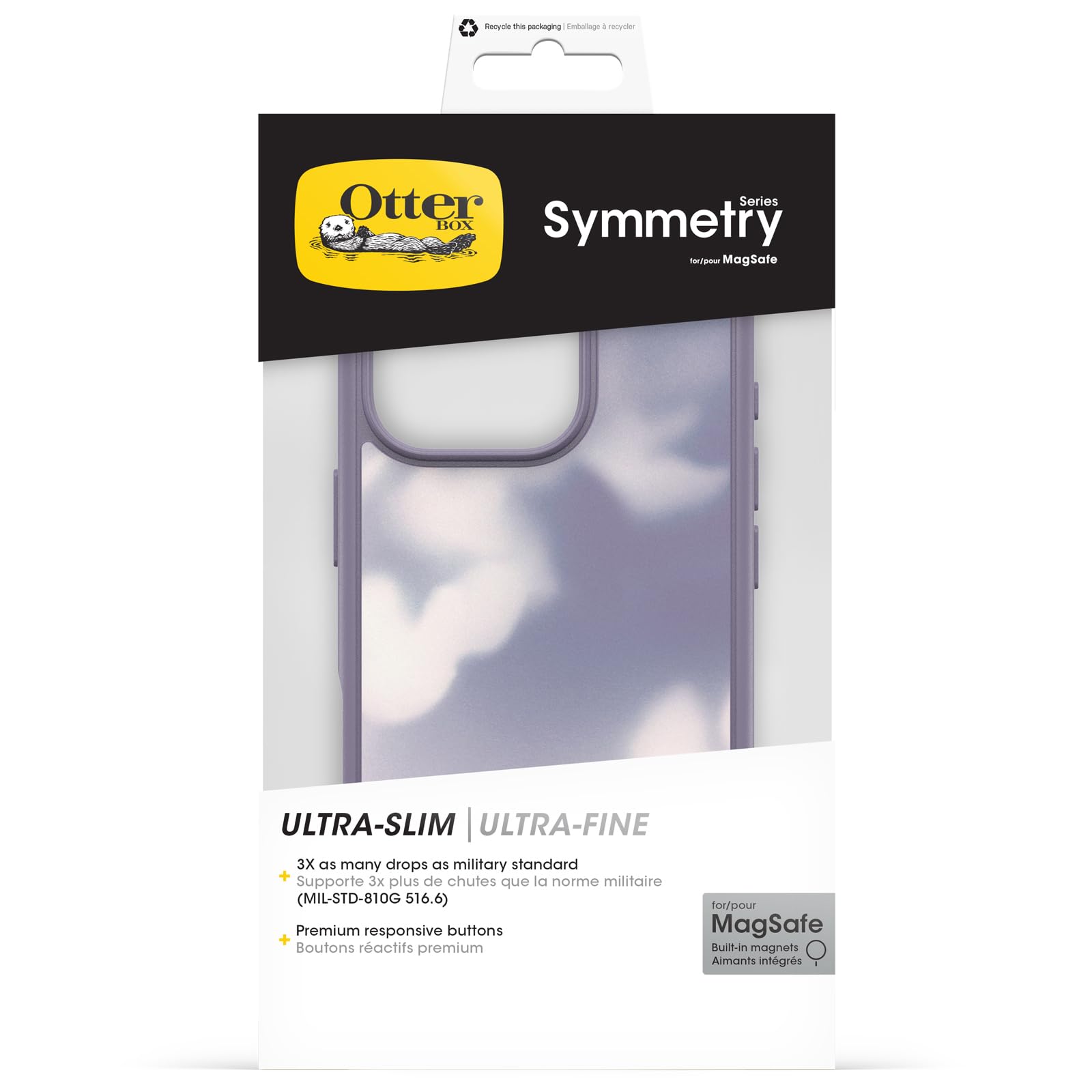 OtterBox Symmetry Series Case for iPhone 16 Pro - Winter Window Design in Purple | Slim Protective Phone Cover with Clear Back | Perfect for Everyday Use, Travel & Outdoor Activities