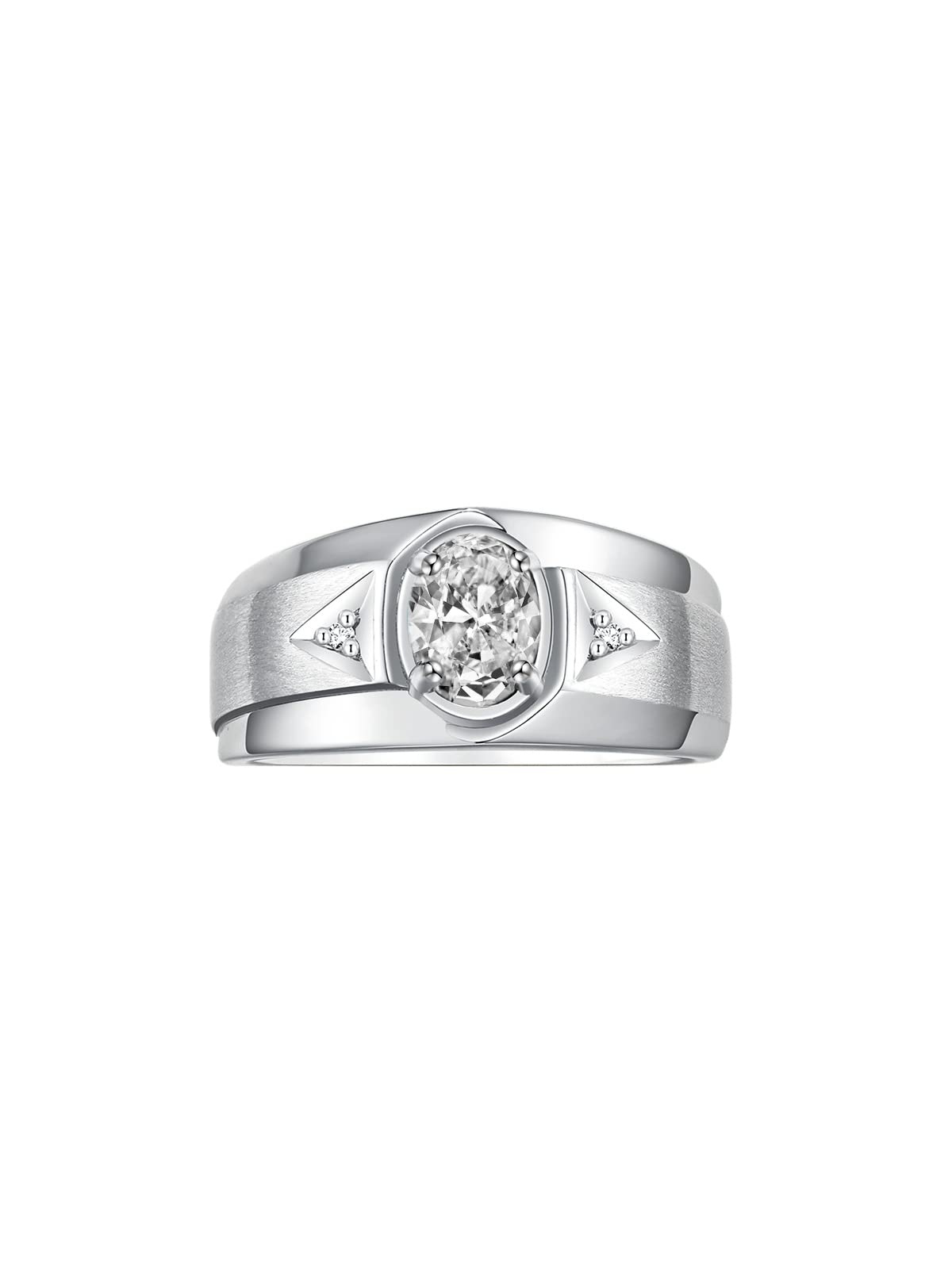 Rylos Men's Sterling Silver 7X5MM Oval Gemstone & Diamond Ring - Classic Birthstone Jewelry for Men, Sizes 8-13 | Perfect for Weddings, Anniversaries & Gifts