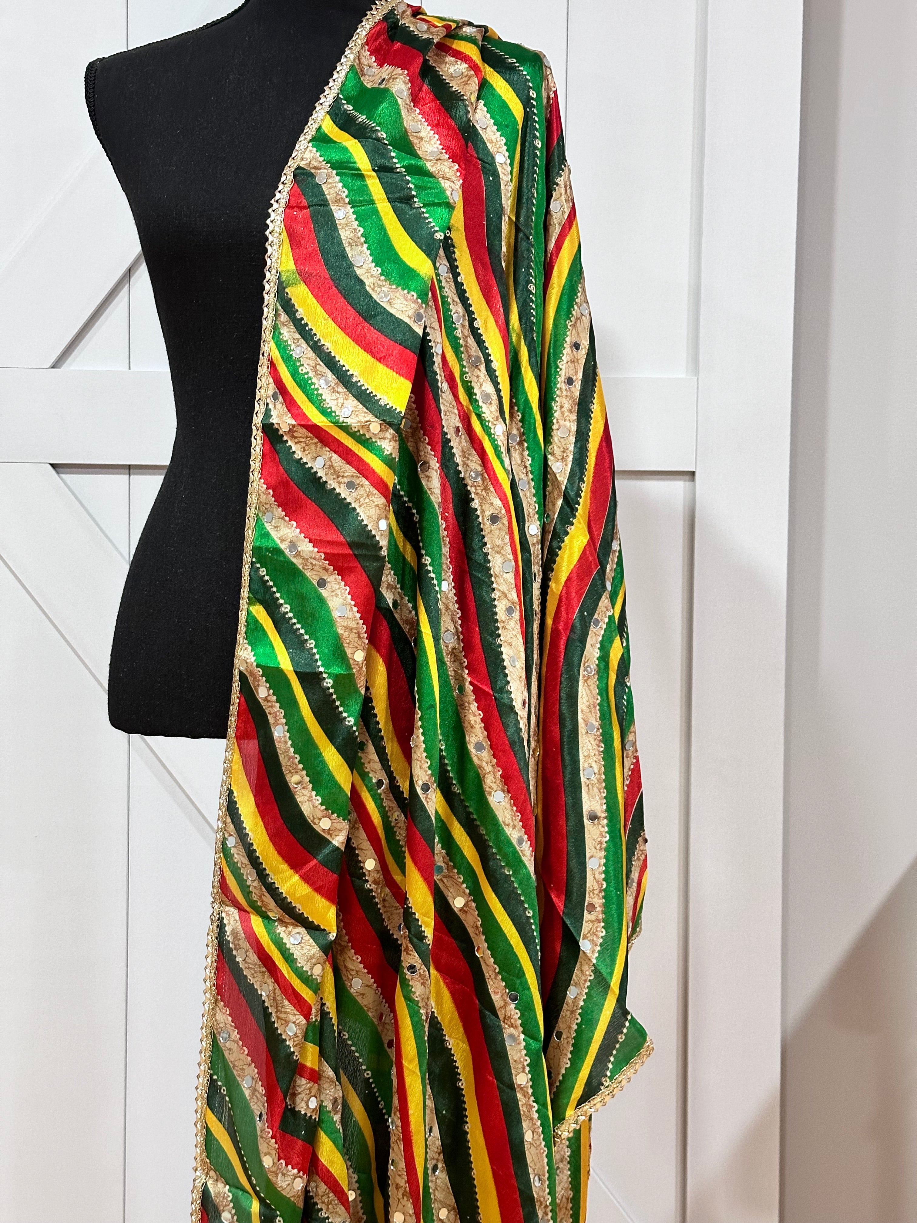 Phulkari Style Heavy Dupatta - Handmade Punjabi Embroidered Scarf for Women - Perfect for Weddings, Parties & Festive Occasions