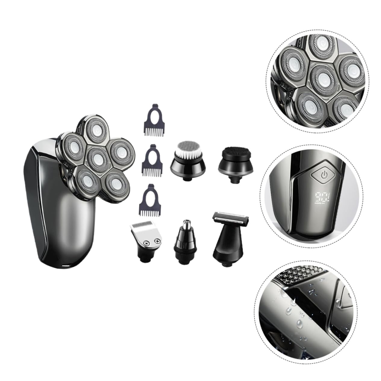 Men's Electric Shaver Kit - 6-in-1 Rechargeable Grooming Set with Trimmer & Cleaning Brush | Perfect for Home, Travel, Hotel & Camping | Smooth Shave Anywhere