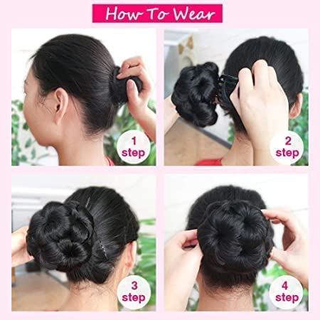 PRSTI Clip In Synthetic Hair Bun Extension - 1 Piece Brown Fake Hair Updo Accessory for Girls | Easy Bun Maker for Parties, Weddings & Everyday Hairstyles