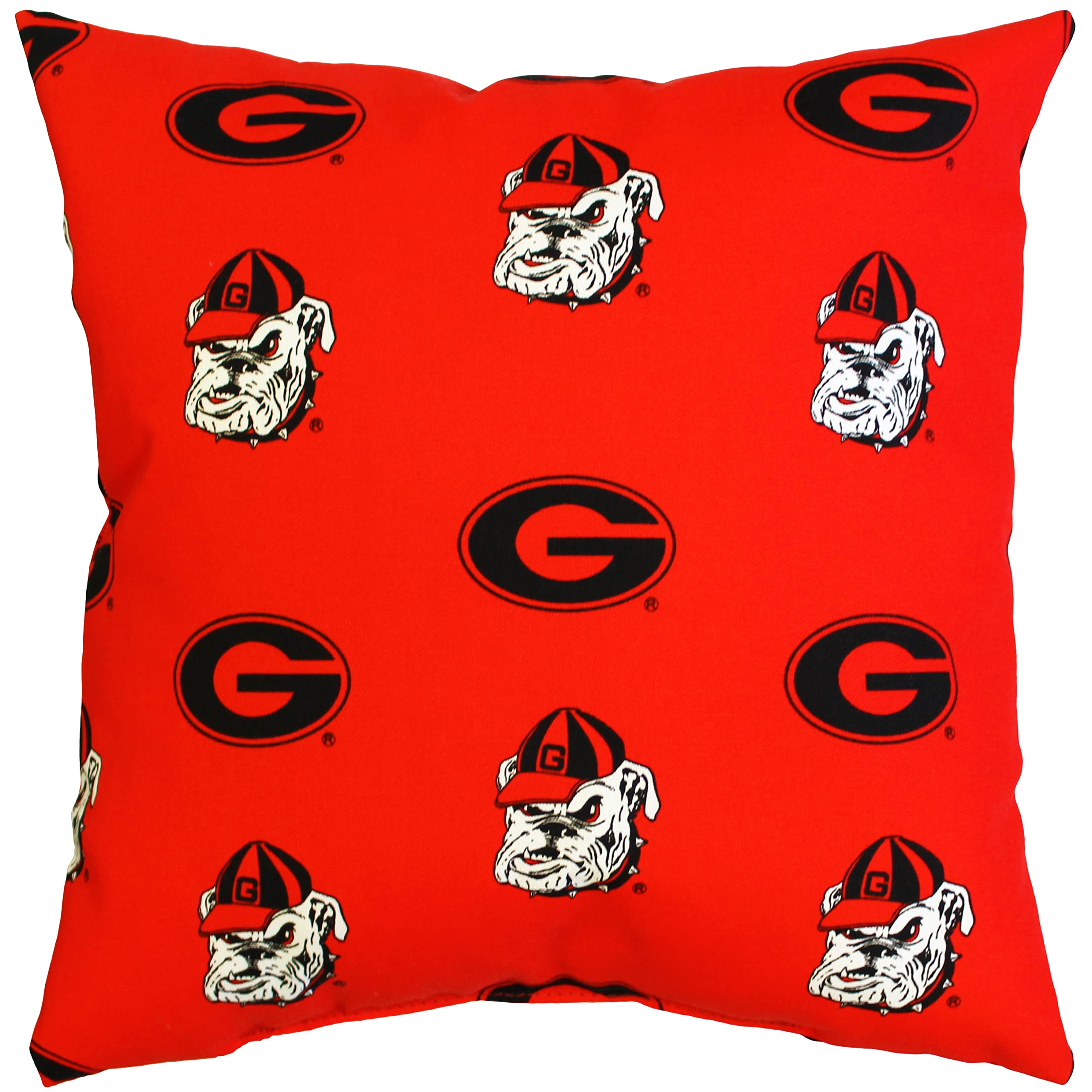Georgia Bulldogs Outdoor Decorative Throw Pillow - College Team Logo Cushion Cover for Dorm, Sofa & Patio - 1 Pack Water-Resistant Pillow Case for Game Day Decor