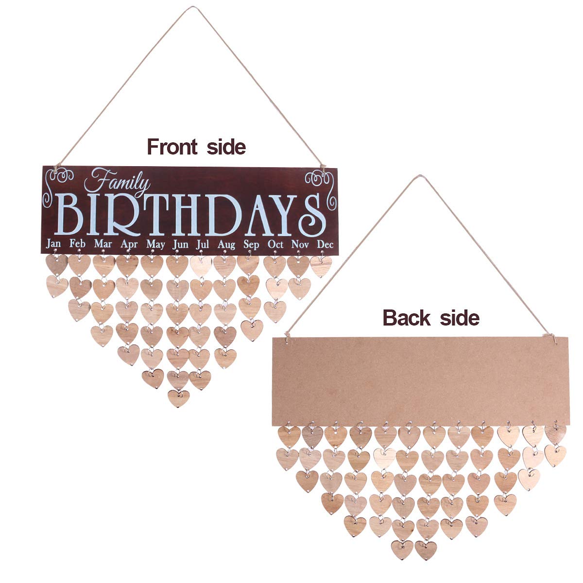 WINOMO Wooden Hanging Family Birthday Calendar Board - DIY Personalized Reminder Plaque for Home, Office & Gift Giving - Perfect for Birthdays, Anniversaries & Special Events Organization
