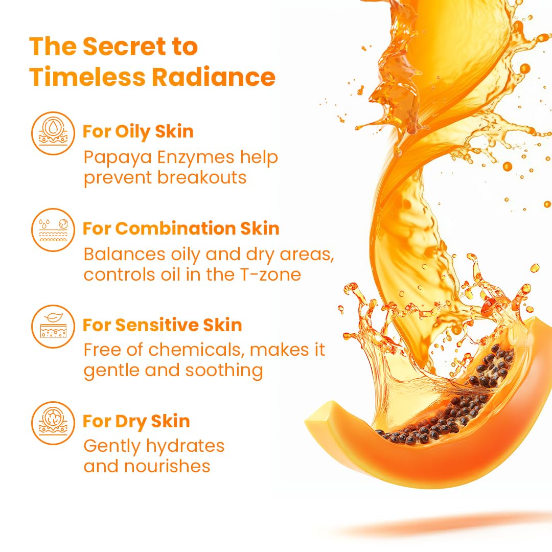 Papaya Face Wash for Clear & Glowing Skin - Natural Exfoliating & Brightening Facial Cleanser - Perfect for Daily Skincare Routine & Acne-Prone Skin