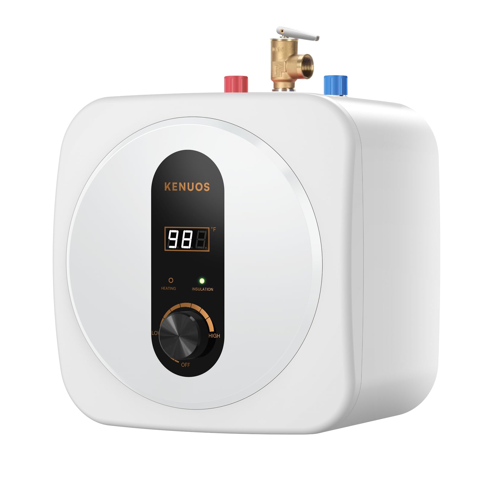 Under Sink Instant Hot Water Heater 2.5 Gallon - 120V 1500W Mini Tank Electric Water Heater with Digital Display & Pressure Release Valve (1/2
