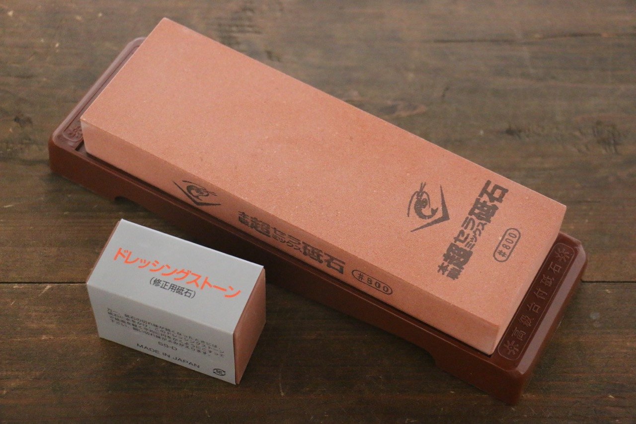 Naniwa Professional Ceramic Chosera 800 Grit Sharpening Stone with Non-Slip Plastic Base - Perfect for Kitchen Knives, Hunting Tools & Woodworking Chisels