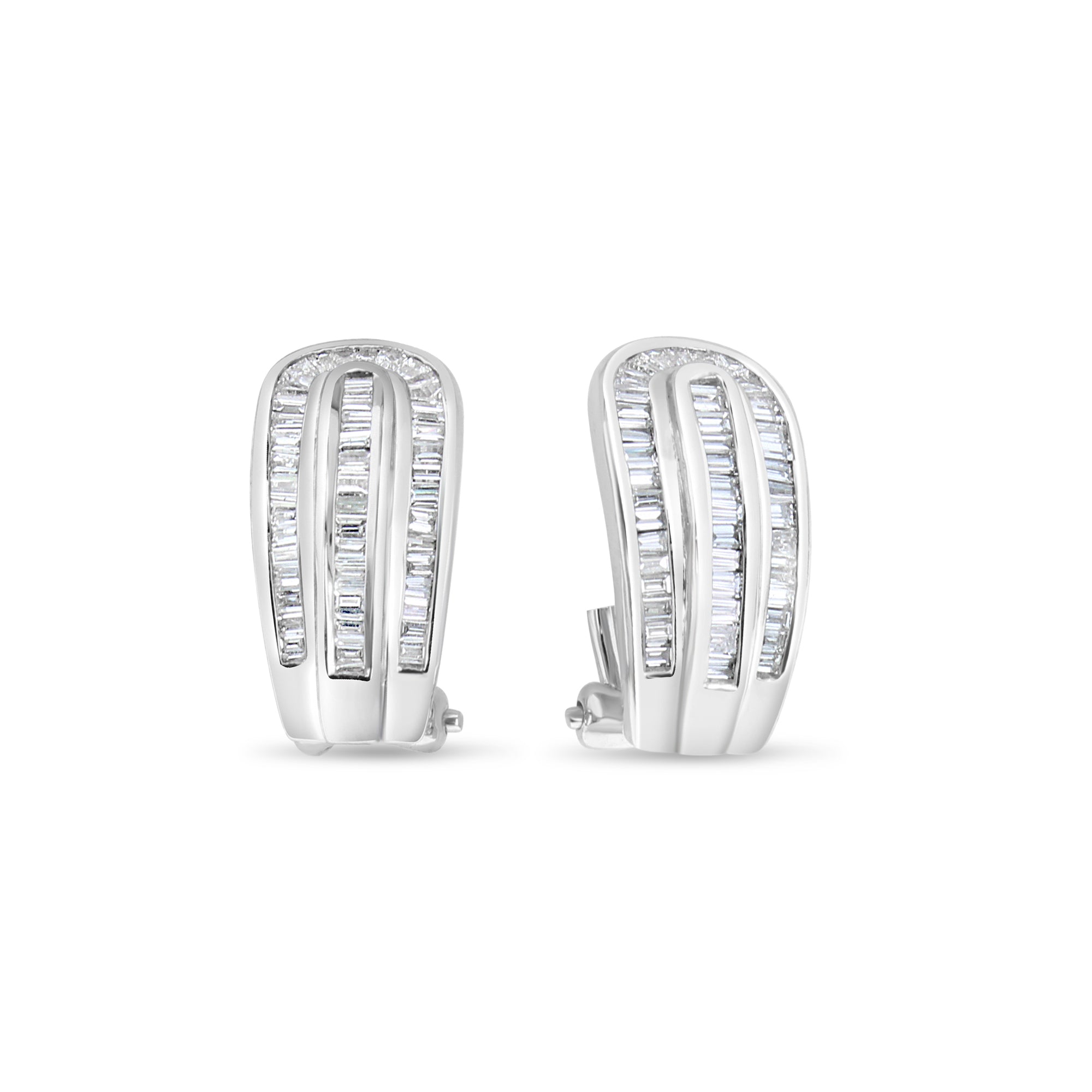 1.38cttw Baguette Diamond Earrings in 18k White Gold - Elegant Stud Earrings for Women, Perfect for Weddings, Parties & Special Occasions